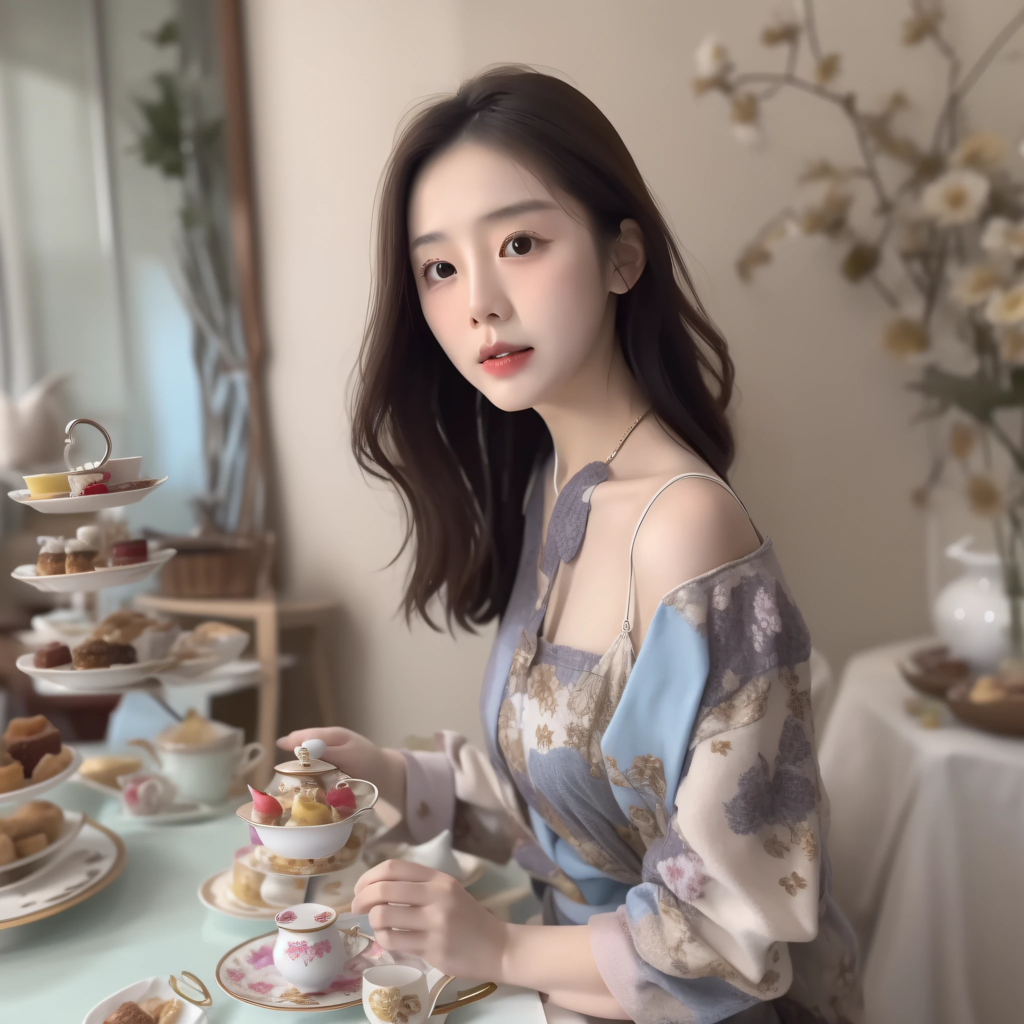 (ChineseGirl),Fashionab,high tea,Editor-in-Chief of the magazine,年轻,prette,((fully body photo))
