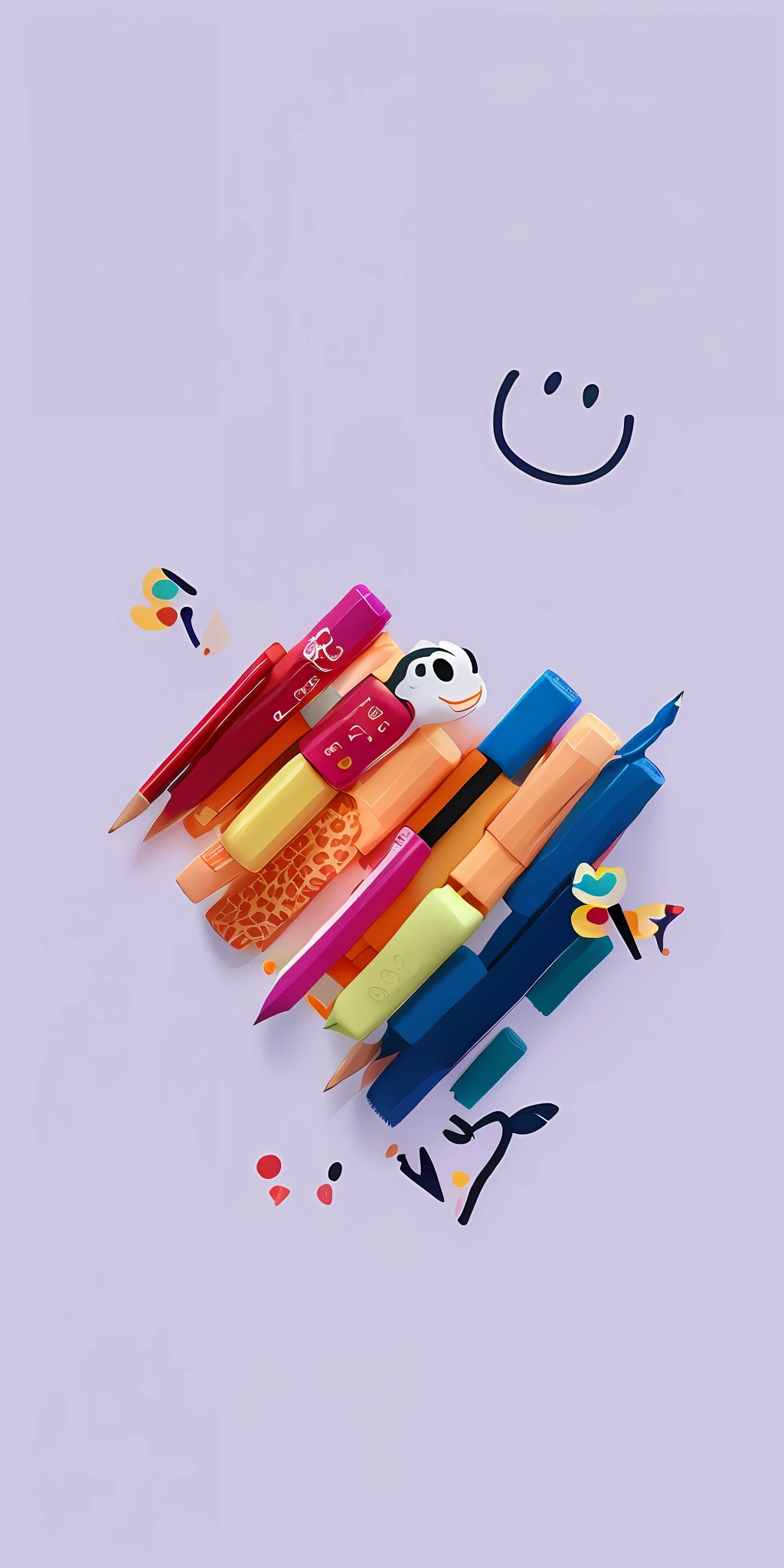 There were a lot of pens and pencils on the table, playful composition canon, Playful composition, Colored plastic, Wallpaper phone, Colorful illustration, playful and cheerful, colorful illustrations, promo art, stacks, iphone wallpaper, Colorful details, Colorful picture, colorful composition, Portrait happy color, extremely colorful, coloful, colorful aesthetic, illustratio, author：Mario Buddy