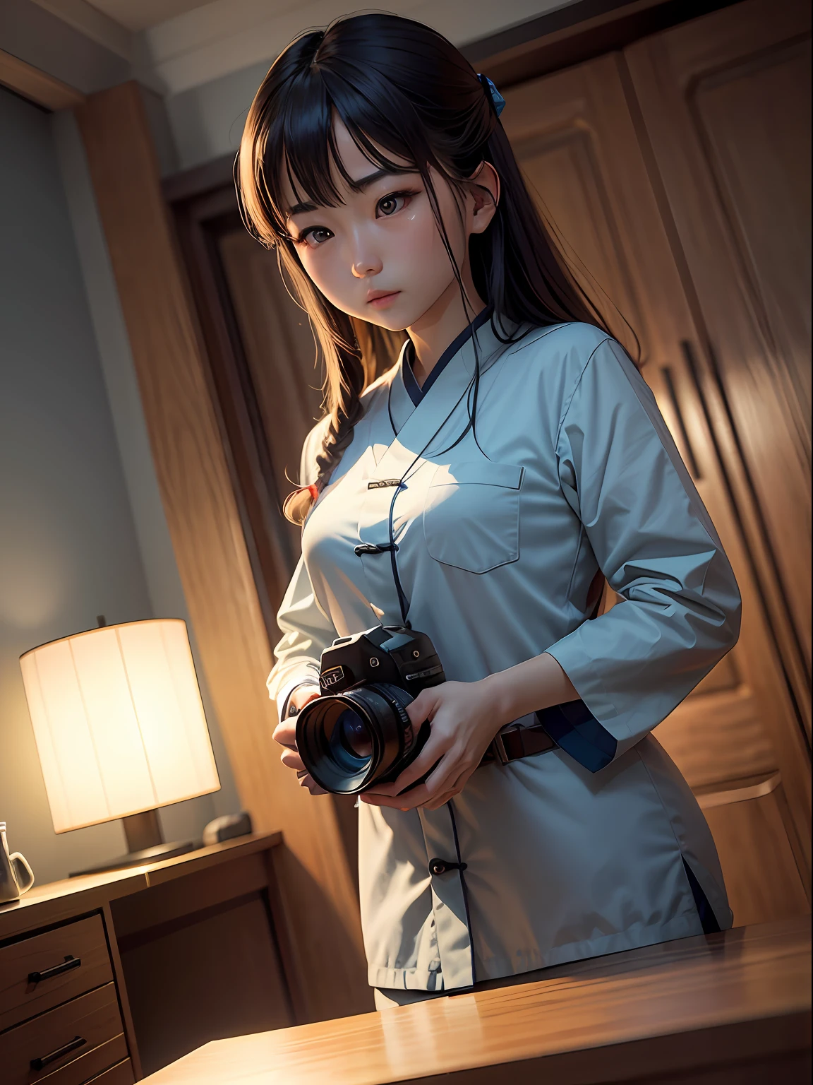 #2030 the genre is #科幻小说 the movie name is #流浪地球 the camera angle is #全镜头 the scene is #大街上 the Subject is #背着书包的小男孩背对着镜头 in the action of #放学回家路上 captured on a #电影镜头 directed by #张艺谋 in the mood of #悲伤的 with #Enter Lighting i.e. Cinematic Lighting --auto