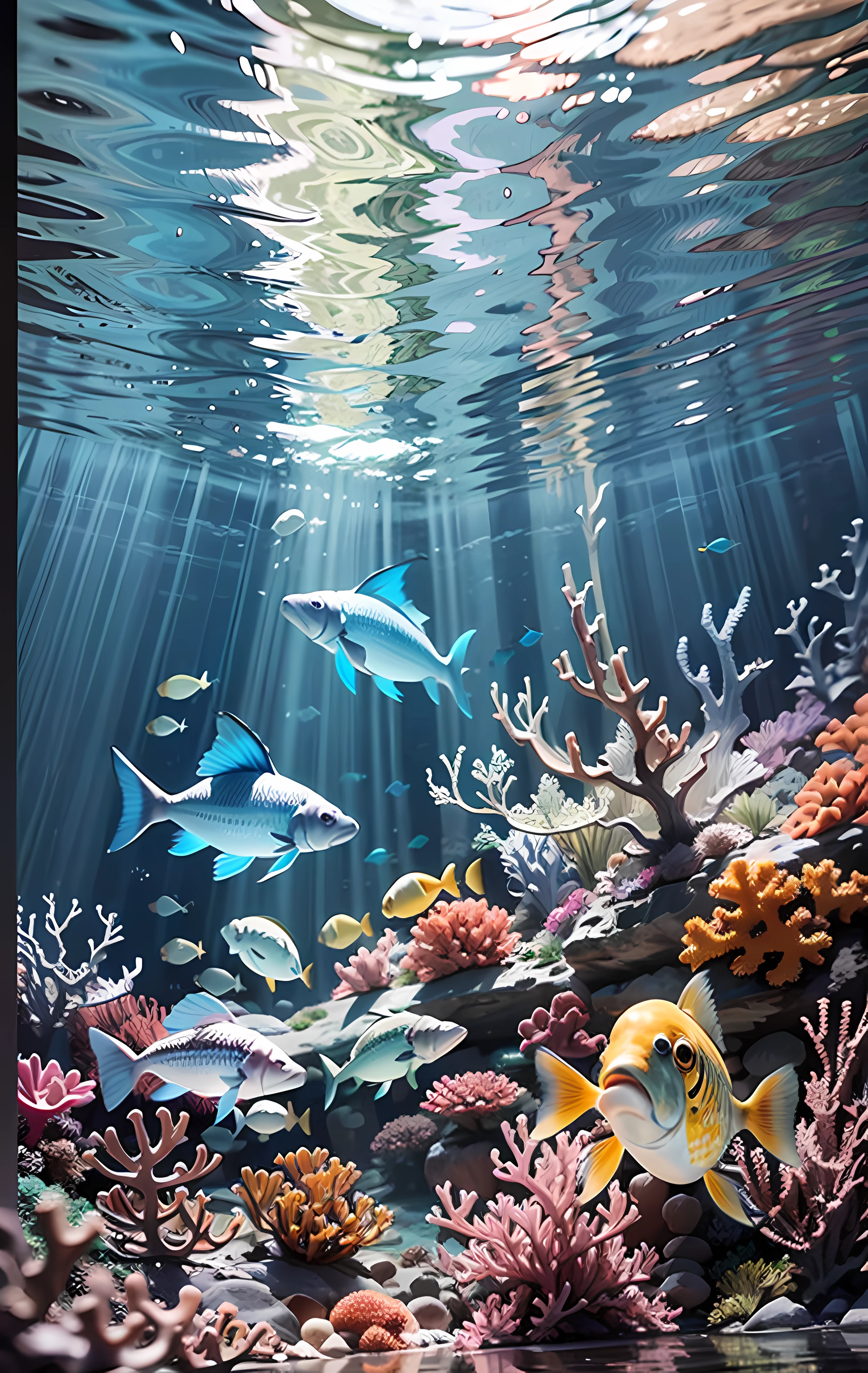ocean floor、Marine life、Beautiful coral reef、The fish