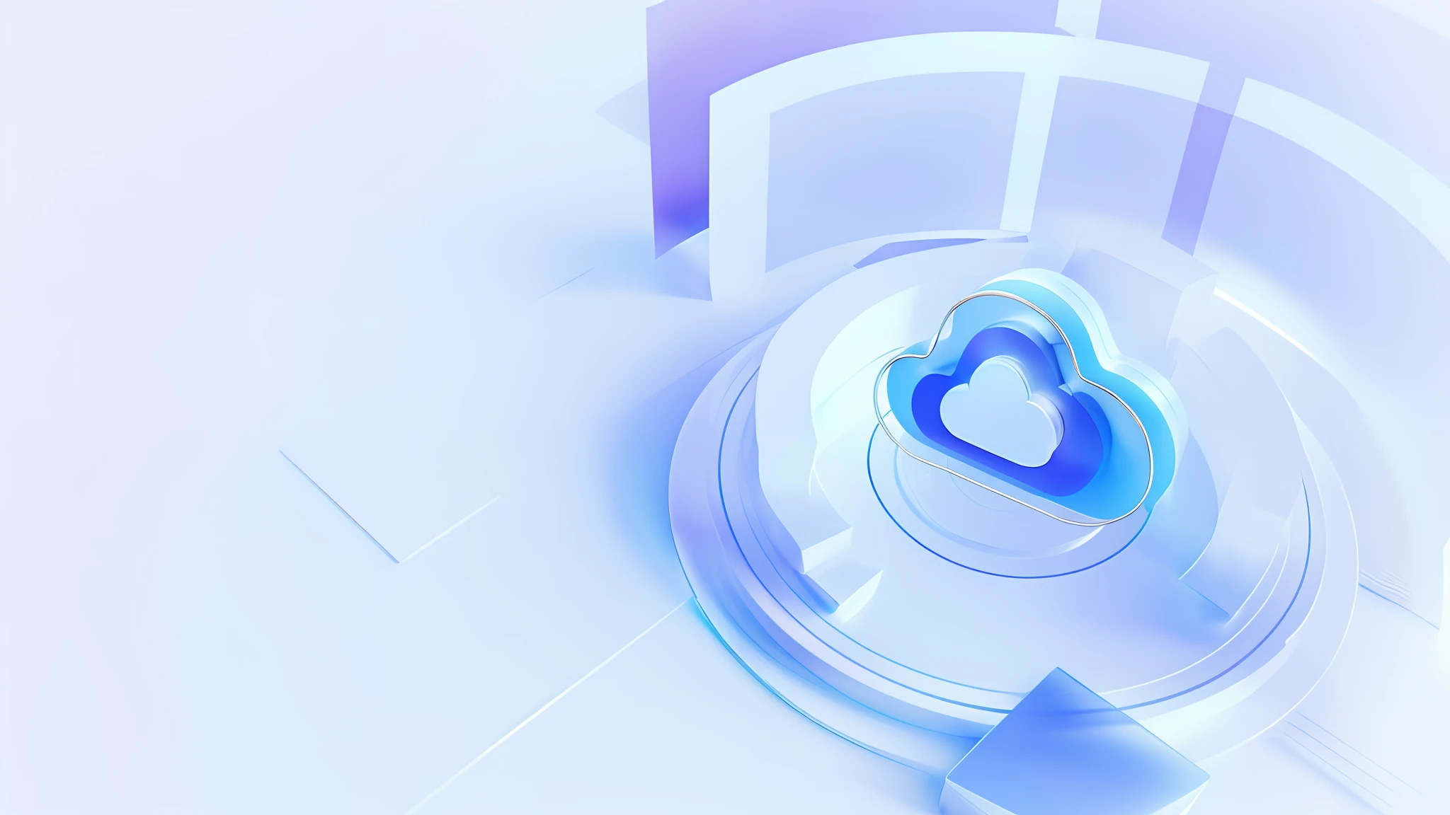 A cloud-shaped object floated in the room,Adopt clarity、Clean 3D rendering technology,Present a digital style,Soft 3D rendering shows a cinematic 4D effect,Presented in Cinema4D software,3D abstract rendered image overlay depicting measuring clouds in the sky,Attach the ECS element,Showcasing the unique charm of 3D rendering。