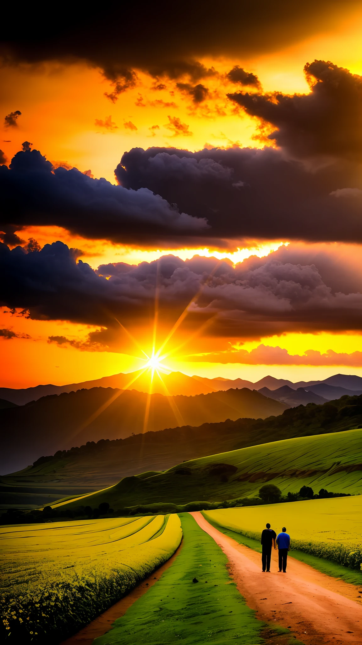 Arakis in the field,The background is sunset, sun after a storm, Sunset in the clouds, epic sunrise, Dramatic skies and landscapes, sunrays between clouds, Cloudy sunset, sun through majestic clouds, A mystical environment, sunset in a valley, dramatic morning light, Dramatic sunrise, magnificient clouds