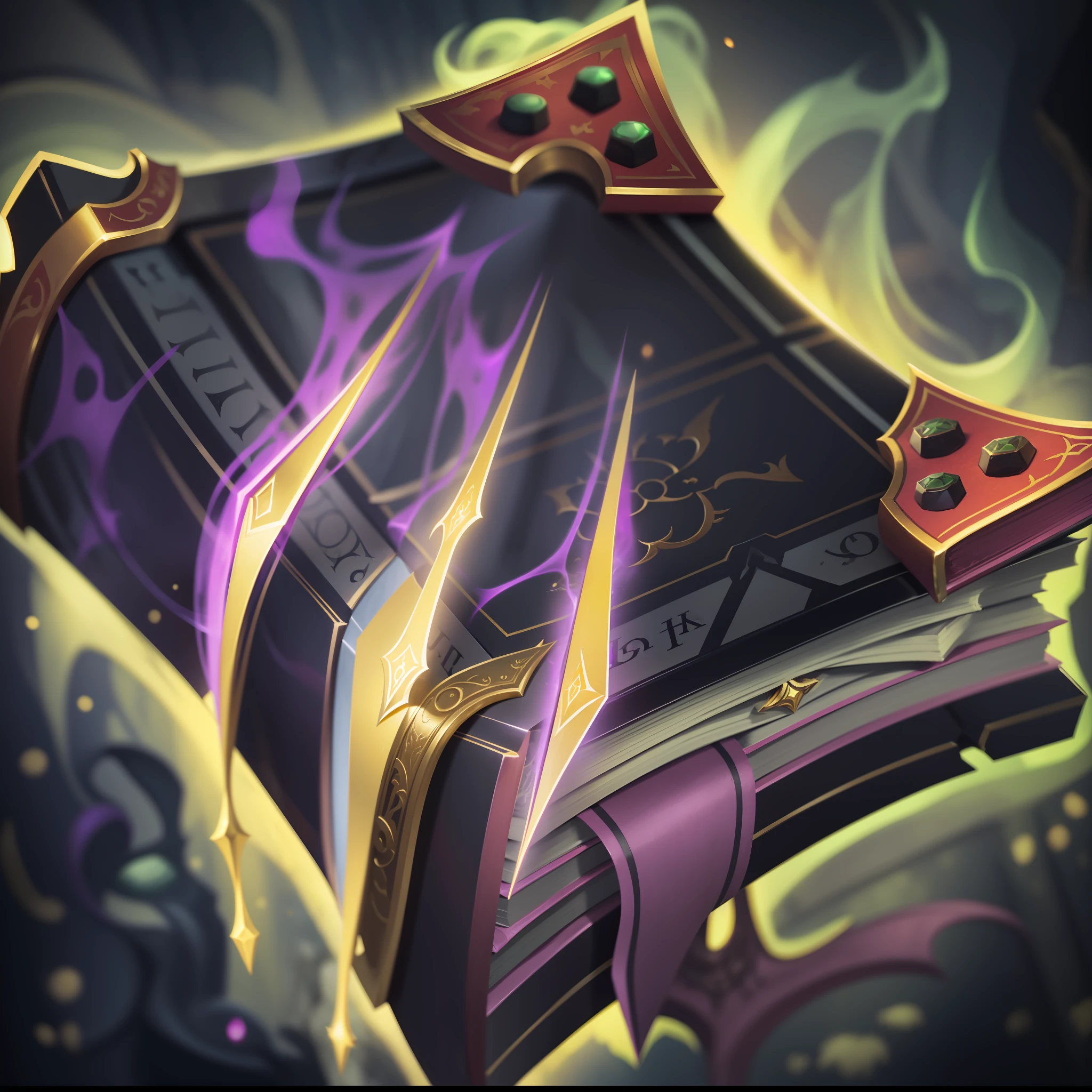 8K,Real materials,HD detail textures,A purple book，There is a green flame on it, floating spellbook, lost grimoire, grimoire, league of legends arcane, arcane league of legends, league of legends inventory item, ability image, spellbook, leblanc, arcane art style, magic spell icon, painted in the style arcane, holding grimoire, item art --auto