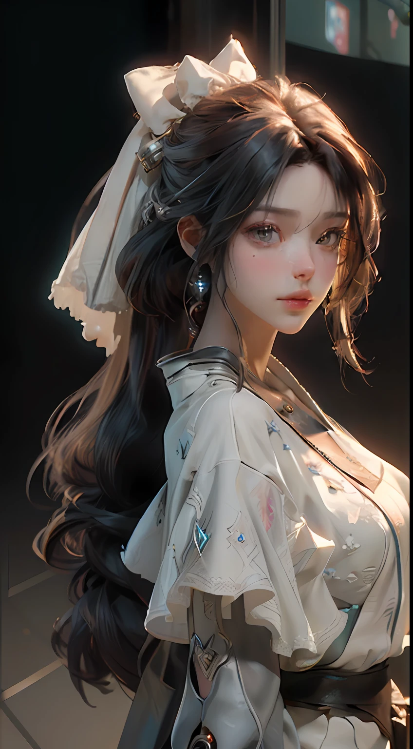 ((Best quality)), ((masterpiece)), (detailed:1.4), 3D, an image of a beautiful cyberpunk female,HDR (High Dynamic Range),Ray Tracing,NVIDIA RTX,Super-Resolution,Unreal 5,Subsurface scattering,PBR Texturing,Post-processing,Anisotropic Filtering,Depth-of-field,Maximum clarity and sharpness,Multi-layered textures,Albedo and Specular maps,Surface shading,Accurate simulation of light-material interaction,Perfect proportions,Octane Render,Two-tone lighting,Wide aperture,Low ISO,White balance,Rule of thirds,8K RAW,