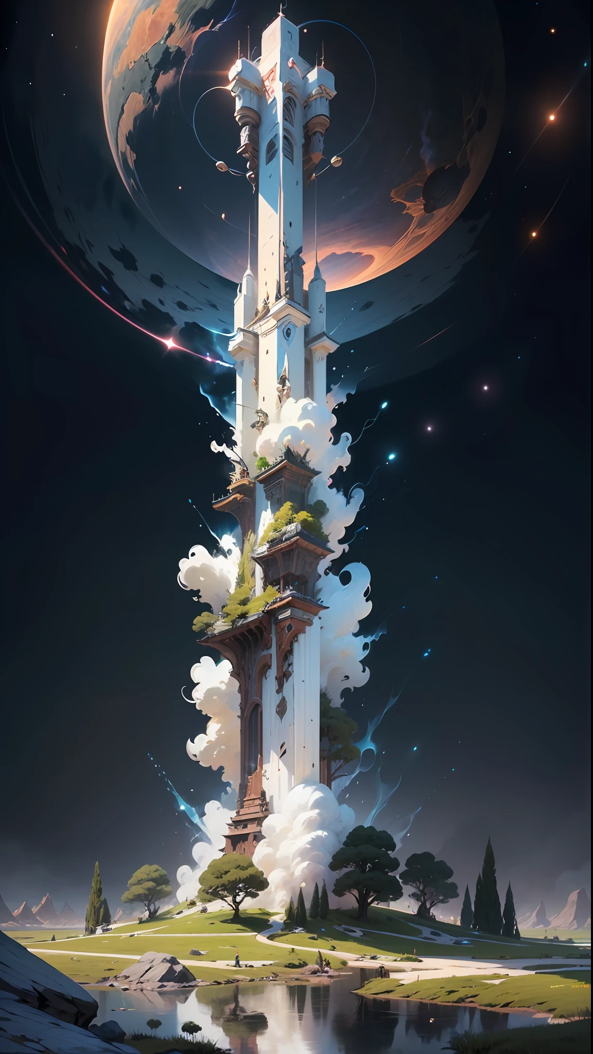 （（best qualtiy））， （（tmasterpiece））， （The is very detailed：1.3）， 3D， In the distant future，The line between science fiction and fantasy has disappeared，the world is a tapestry of awesome wonders。Enter a universe where magic and technology coexist in harmony，shaping the destiny of civilizations across vast expanses of space。At the heart of this field is celestial relations，An interstellar center of mysterious energy and technological wonders。Over here，Arcane knowledge is intertwined with cutting-edge science，A society was born in which spaceships were filled with the power of ancient spells，Occult art, on the other hand, enhances technology。As an important management resource of the Group, data is combined with the "boundless care, physical and mental happiness" of corporate stakeholders，As a young explorer，Embark on a grand adventure，destined to unlock the secrets of the Celestial Nexus。As you travel through the unknown territory of the universe，Encounter various civilizations full of creatures with extraordinary abilities。From the ethereal Elven Spire，There perfected the art of traveling across dimensions，to the cybernetic enclave of the Android group，Witness the tapestry of life where magic and technology intertwine。Unleash your potential，Because you adapt to the energy flowing through the Nexus。Take advantage of ancient spells of forgotten witchcraft，Propell your starship through the vast universe。Engage in epic battles against cosmic abominations and intergalactic tyrants，Wield an enchanted weapon infused with future enhancements。As you delve deeper into the enigmatic realms of the Celestial Nexus，Uncover the origins of this harmonious blend of magic and technology。Discover ancient prophecies，These prophecies foreshadow catastrophic events that could upset this delicate balance。Unite with a group of extraordinary creatures，Everyone has their own magical talents and technical expertise，Embark on a dangerous exploration，to save Nexus from imminent destruction。In th