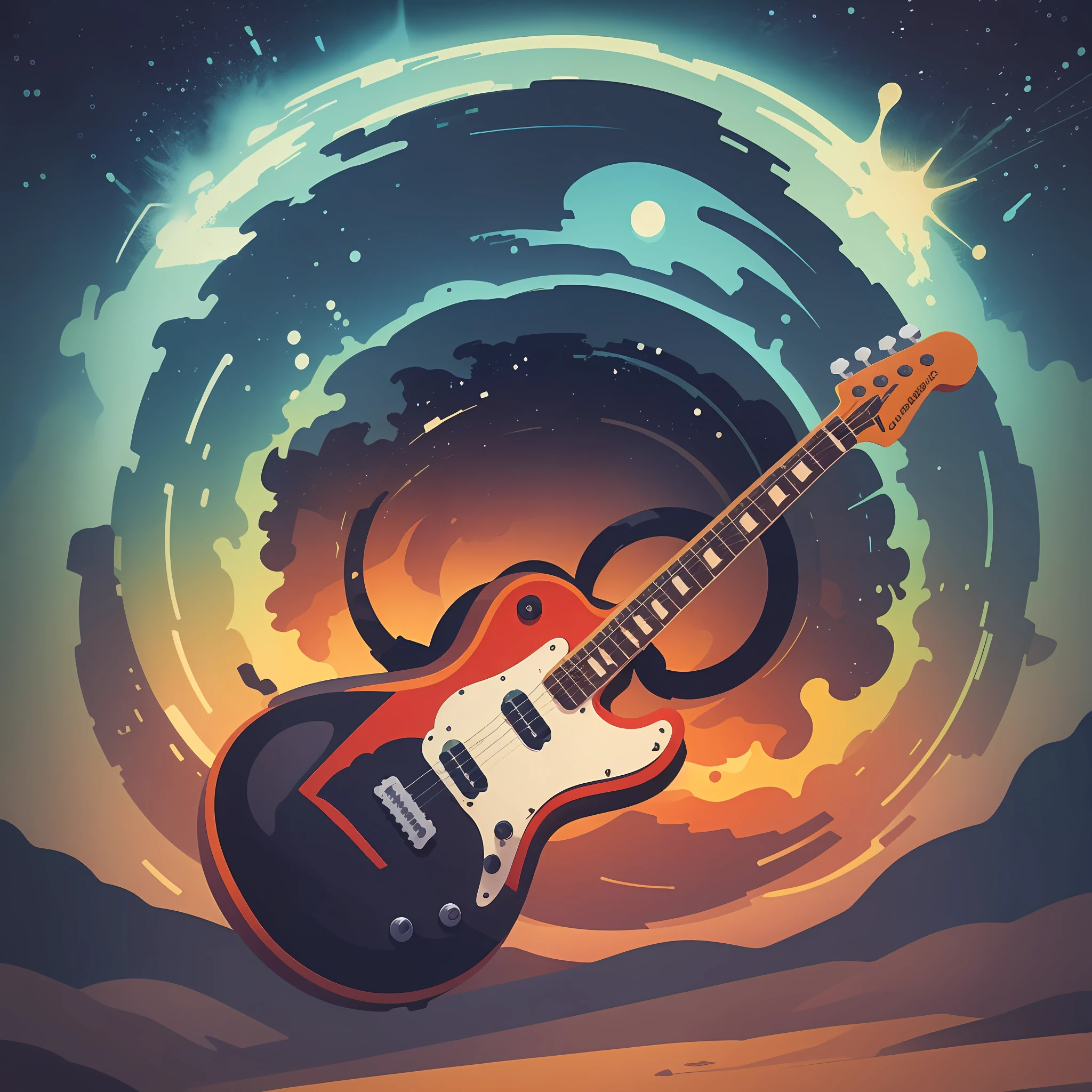 astronaut în the desert playing to an electronic guitar, pastel colours --auto --s2