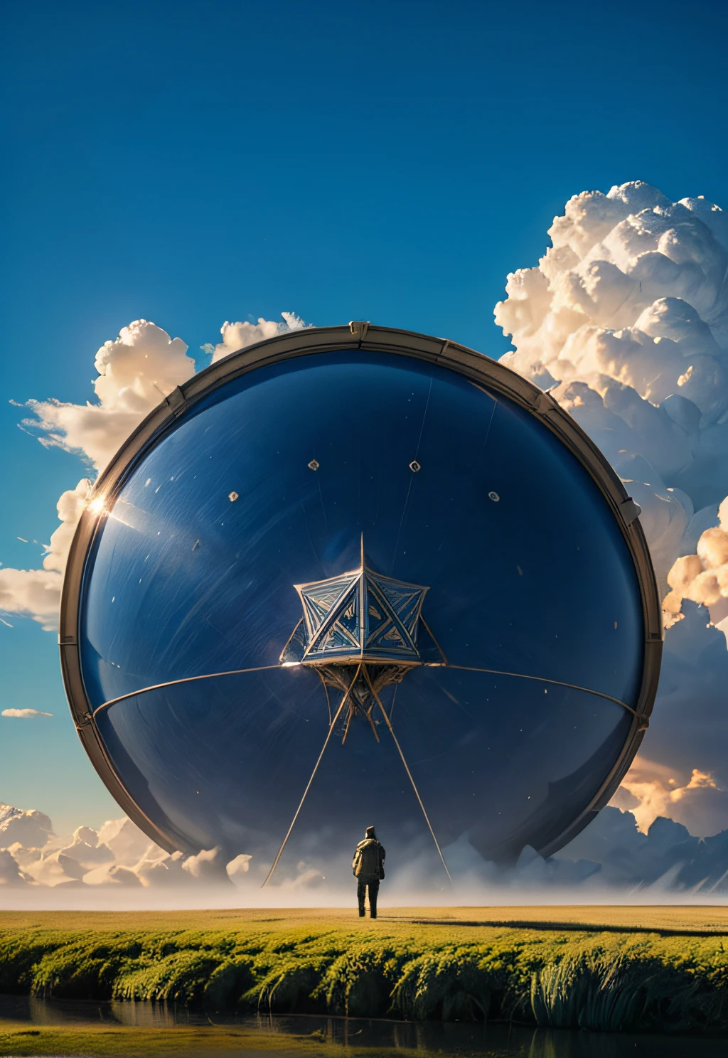 a man coming out of a spaceship like the one in the recent "DUNE" movie, pyro from rockets, smoke, blue skies, white clouds, noon, daylight, colorful clothes, outdoor, soil on the ground, hills, wind, ambient light, daylight, Black man. detailed face, (((Man))), exploding ship, dynamic fighting pose,holding a mechanical pyramid with floating glowing cubes, the pyramid has some glowing lines. the cubes are radiating energy. the man is commanding the pyramid, the man is a scientist. white clouds, misty, fog, full body, string shoes, Hyper realistic, Photography, Picture of the week, RAW, beautiful, (finely detailed skin), African skin, pilot, standing next to a stargate, in red-blue-black futuristic uniform, Clouds in the background, lightning, extremely detailed,colorful,highest detailed, (dynamic pose), shiny skin, zentangle, flowers, abstract background,(masterpiece) (perfect proportion)(realistic photo)(best quality) (detailed) photographed on a Canon EOS R5, 50mm lens, F/2.8, HDR, (8k) (wallpaper) (cinematic lighting) (dramatic lighting) (sharp focus) (intricate)