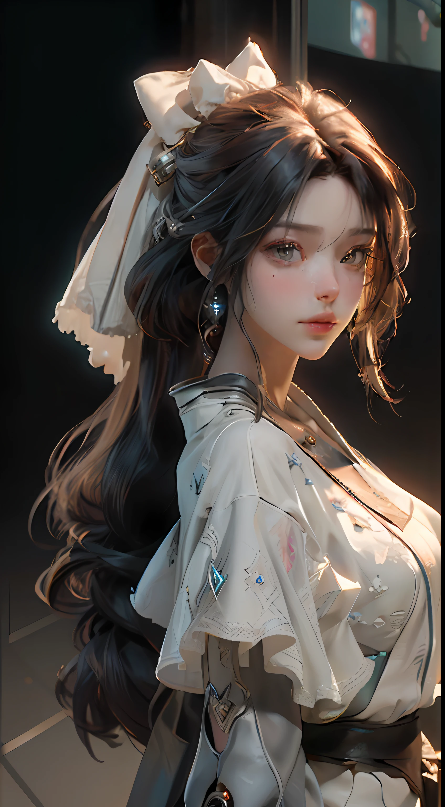 ((Best quality)), ((masterpiece)), (detailed:1.4), 3D, an image of a beautiful cyberpunk female,HDR (High Dynamic Range),Ray Tracing,NVIDIA RTX,Super-Resolution,Unreal 5,Subsurface scattering,PBR Texturing,Post-processing,Anisotropic Filtering,Depth-of-field,Maximum clarity and sharpness,Multi-layered textures,Albedo and Specular maps,Surface shading,Accurate simulation of light-material interaction,Perfect proportions,Octane Render,Two-tone lighting,Wide aperture,Low ISO,White balance,Rule of thirds,8K RAW,