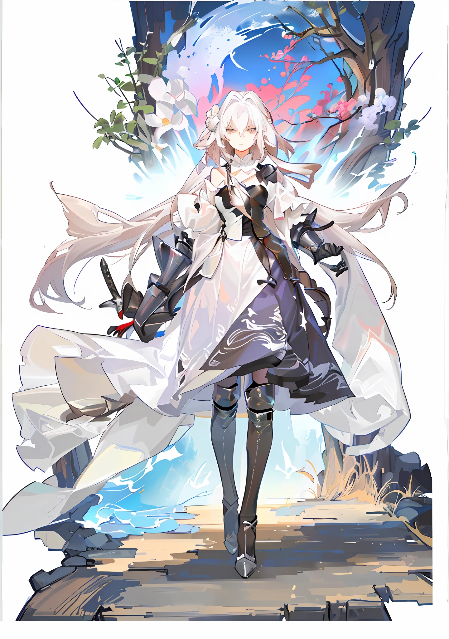 anime - style image of a woman with a sword and wings, From Arknights, angel knight girl, trending on artstation pixiv, Guweiz in Pixiv ArtStation, Kushatt Krenz Key Art Women, Guweiz on ArtStation Pixiv, full - body majestic angel, white-haired god, Anime goddess, Best Rated on pixiv