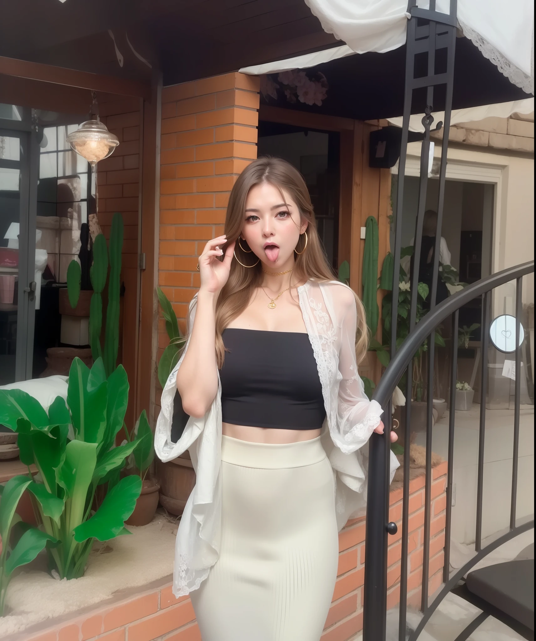 (masterpiece:1.4, best quality:1.2), (real picture, intricate details), 1lady, solo, nsfw,
Appearance: (milf:1.25), (slender:1.2), green eyes, slender, small breasts, flat chest, hearts in pupils, big pelvis, sharp eyes, ((cum in mouth)) ,too much cum, ((cum)), ((cum on tongue)),cum on hands,
Clothing: lace bra,
Accessories: golden ring, simple hoop earrings, shell necklace,
Hair: long blonde hair, messy hair, hair bow, hair ornament,
Makeup: natural, glowing skin,
Location: indoors,
Behavior: open mouth, tongue, cupping hands, own hands together