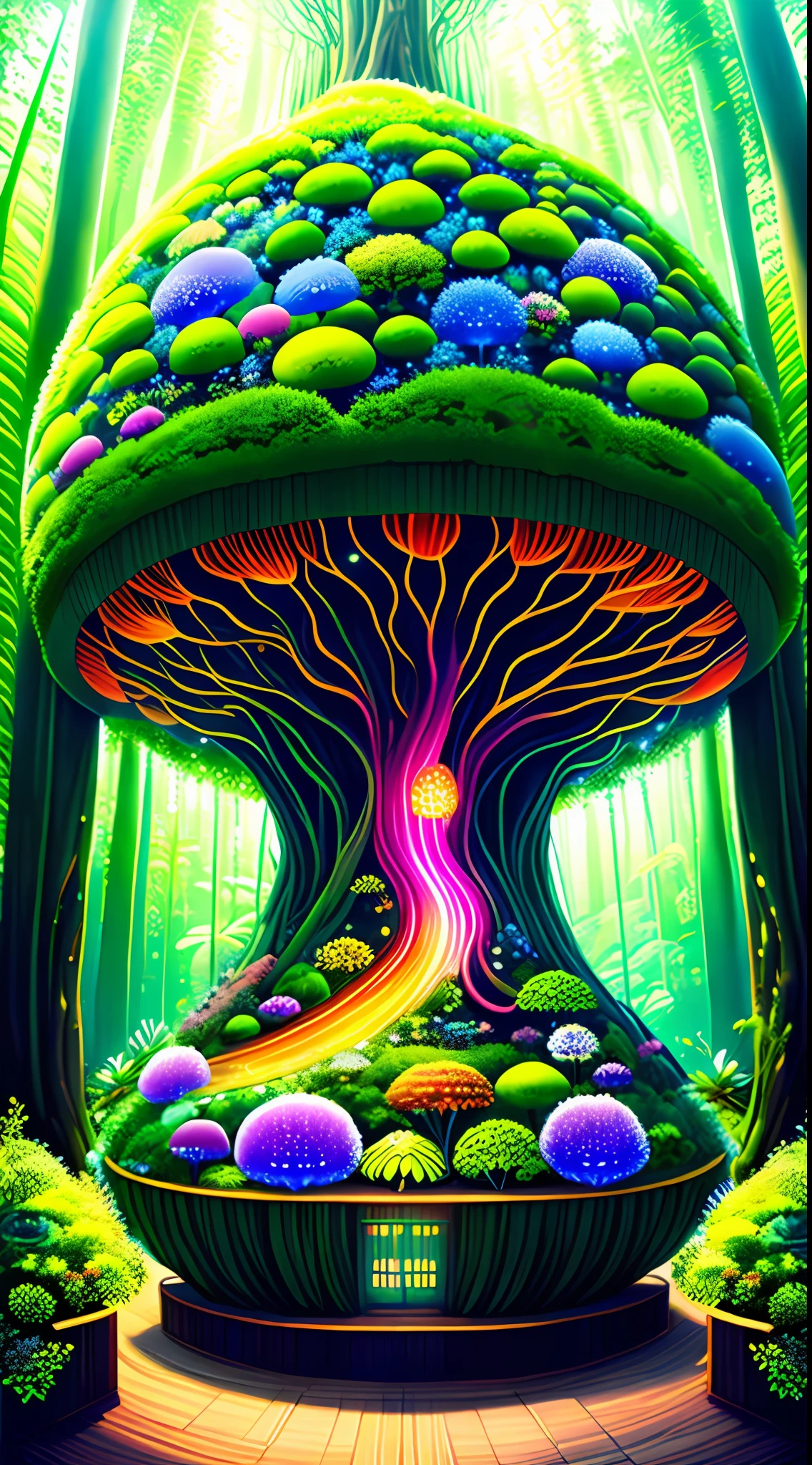 (When arriving on the planet Pandora,Surrounded by many people "Tree of hope" The seeds resemble glowing jellyfish;Towering trees,Can be used as a house to live in、lush rainforest,Extremely colorful,with dynamism、Flowers and plants that glow at night、mushroom...... When this "Garden of Fantasy"