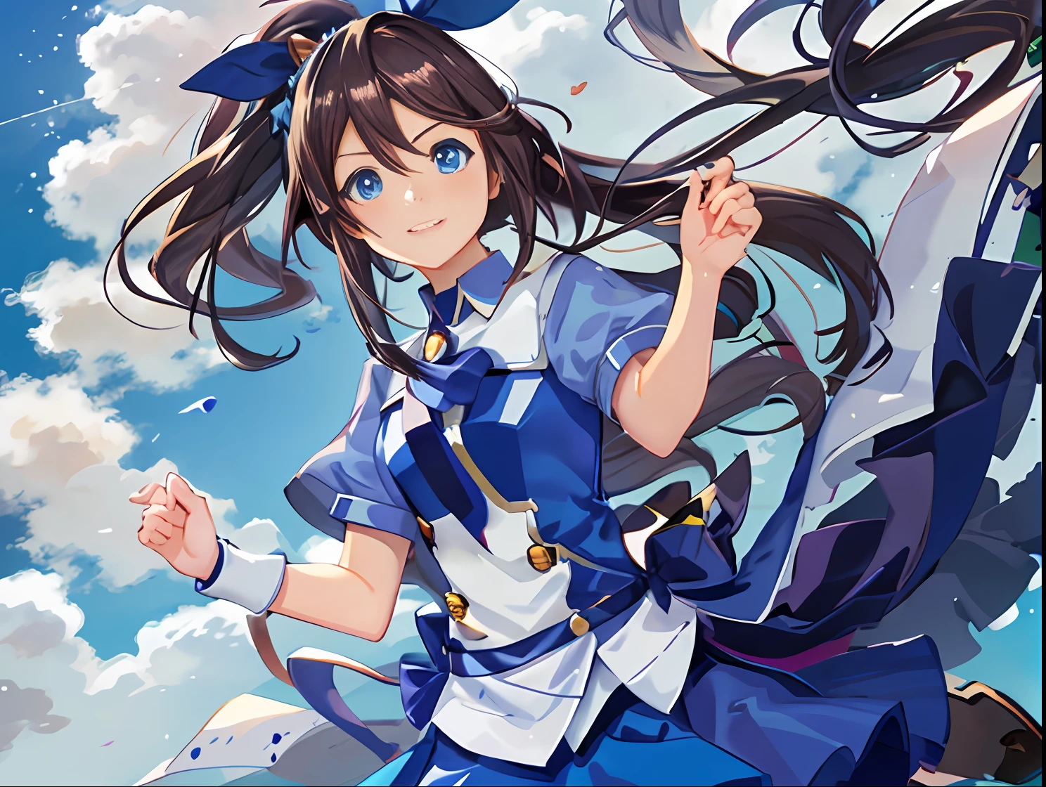 Anime girl in blue dress with long hair and blue eyes, anime moe art style, Anime Girl with Long Hair, anime style character, anime pose, an anime girl, In an anime style, Cute anime waifu in a nice dress, (Anime Girl), young anime girl, Anime Character, a female anime character, High quality anime art style, charming anime girls, Anime Girl