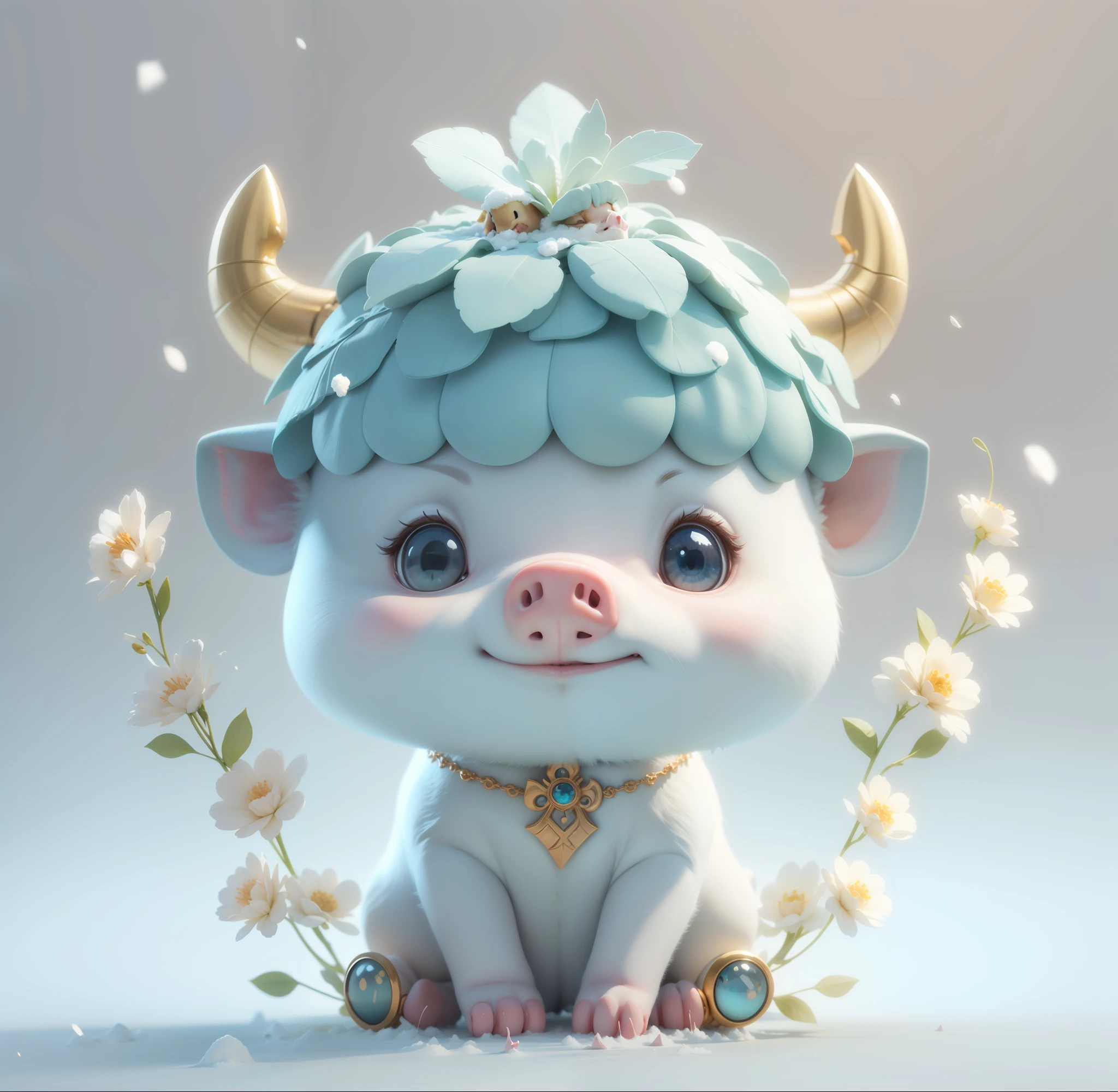 A piglet stood in the snow, cute 3 d render, lovely digital painting, Cute detailed digital art, 3 d render stylized, stylized 3d render, adorable digital art, 3d render digital art, fantasy matte painting，Cute, Rolands Zilvinskis 3D rendering art, Cute! C4D