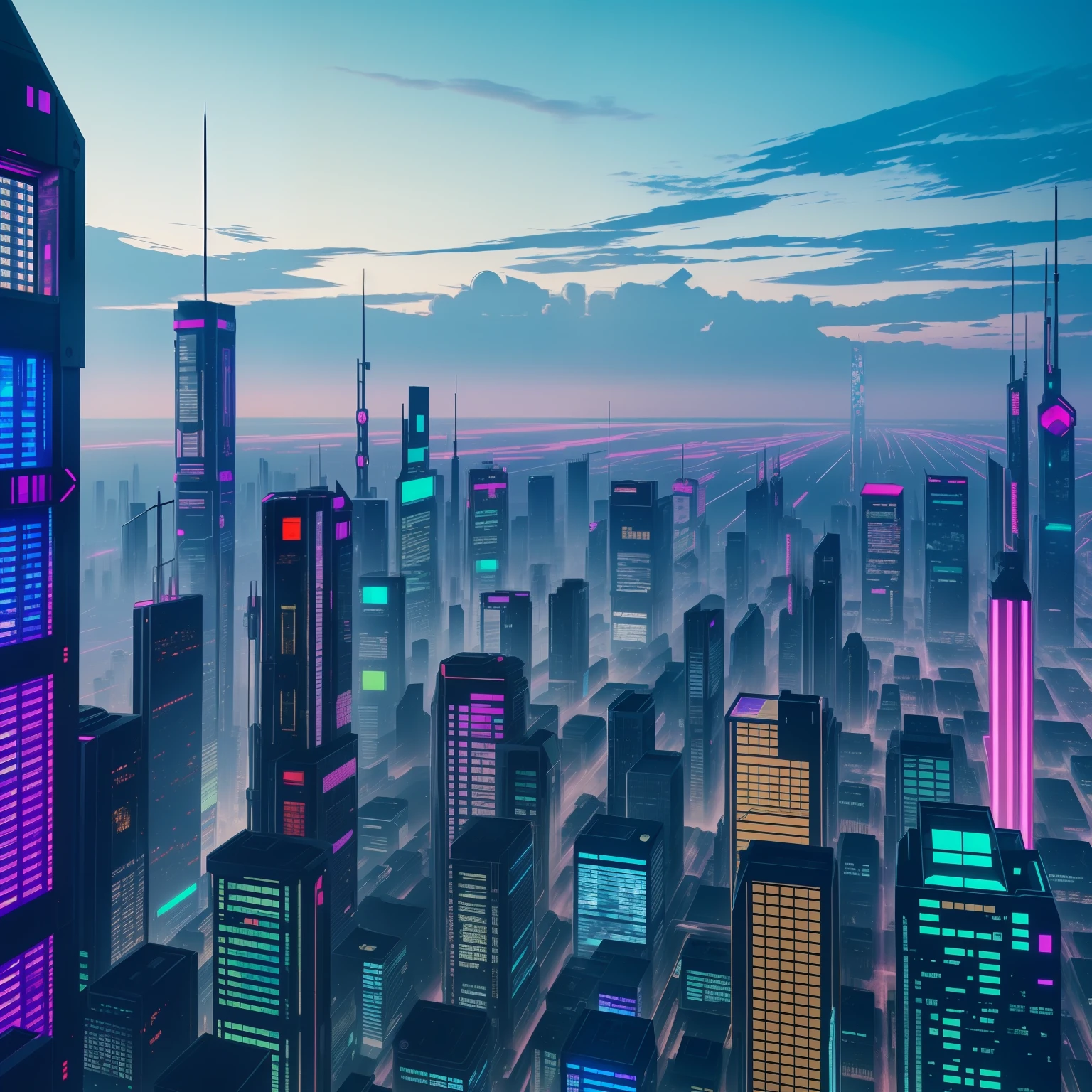 Cyberpunk mechanized megametropolis，view over city，photorealestic，Don't be characterized --auto