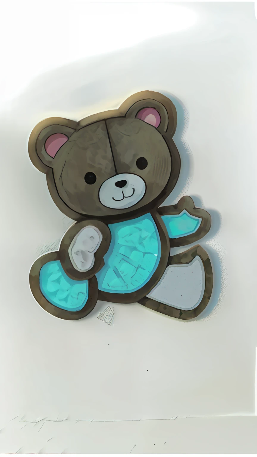 There is a picture of a teddy bear on the white sheets, toy bear, white outline, paper cut out, shaped picture, die cut sticker, sticker - svg, thick outline, SVG sticker art, outlined hand drawn, angry bear, svg sticker, bear with scales, hand drawn svg, Outlined!!!, half bear, with blunt brown border