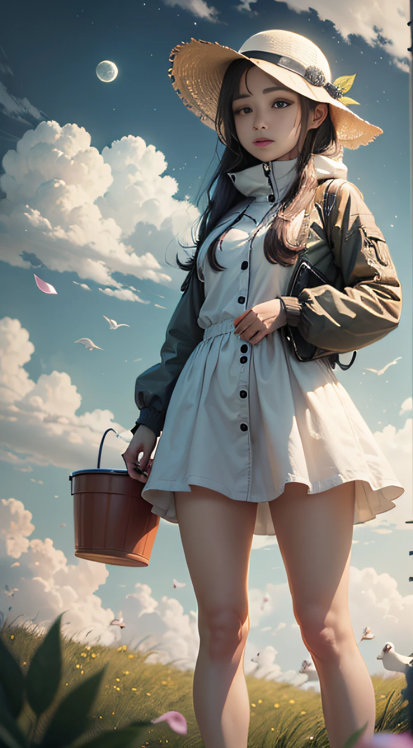 ，1 A white goose，Skysky，Clouds，Outdoor activities，独奏，bucket-hat，hairy pubic，grassy，leafs，largeeyes，mostly cloudy sky，petals，standing on your feet，围巾，No Man，themoon，Under water，Buble，long eyelasher，Like a girl