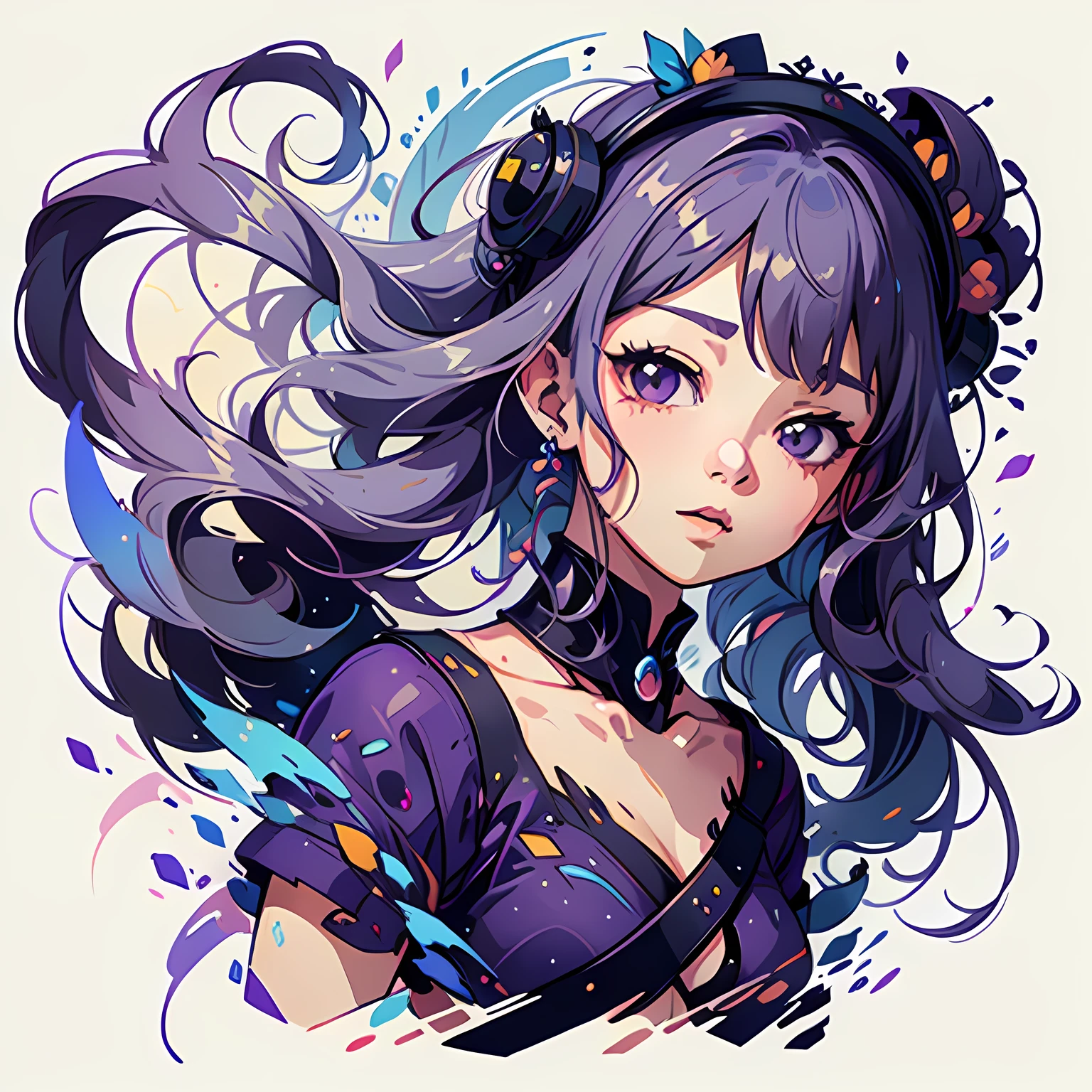 flat ilustration anime girl with long purple hair wearing a purple dress and a tiable, um desenho de anime por Kamagurka, Pixiv, Arte de Fantasia, arte de anime digital detalhada, Estilo anime 4K, arte detalhada do anime, deusa anime, Nice anime art style, Princesa Anime, anime moe artstyle, 8k arte detalhada de alta qualidade, arte detalhada do anime, anime illustration