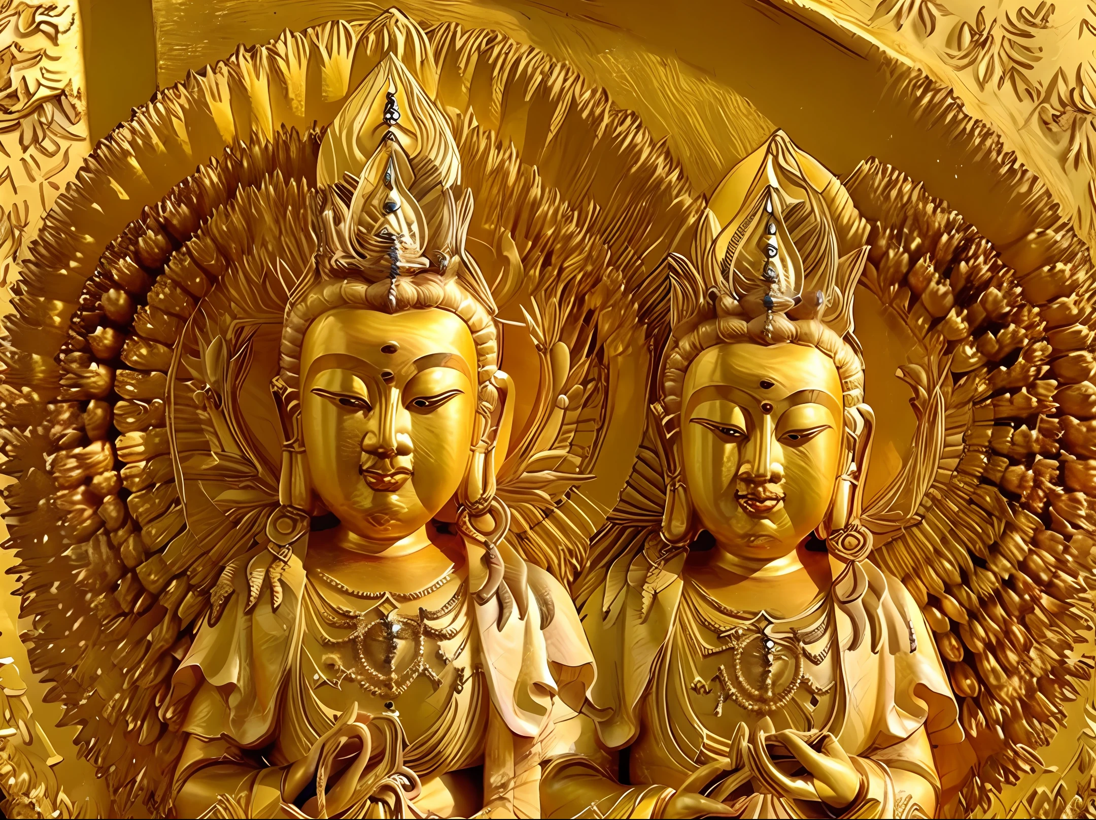 Buddha,Jizo King Bodhisattva,golden colored,closeup of face