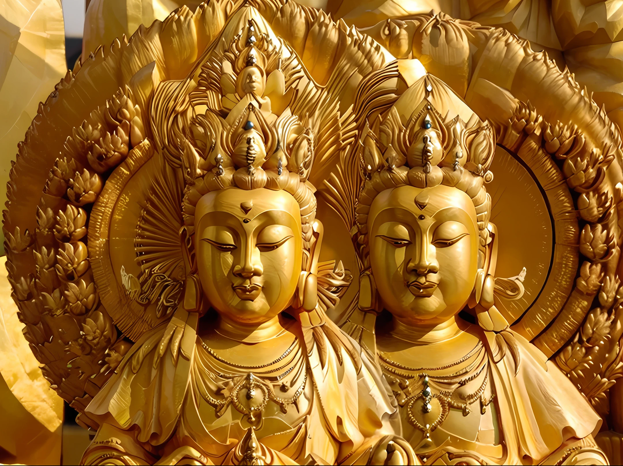 Buddha,Jizo King Bodhisattva,golden colored,closeup of face