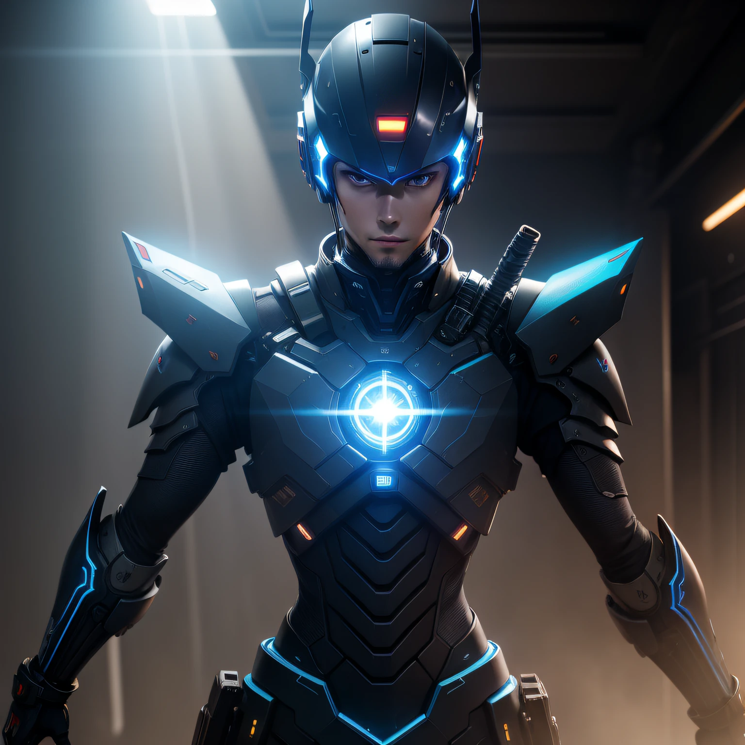 drak ,Machinary,cyber punk perssonage。rays of sunshine,dignified,ellegance,naturey,blue colors,period costume,k hd --auto