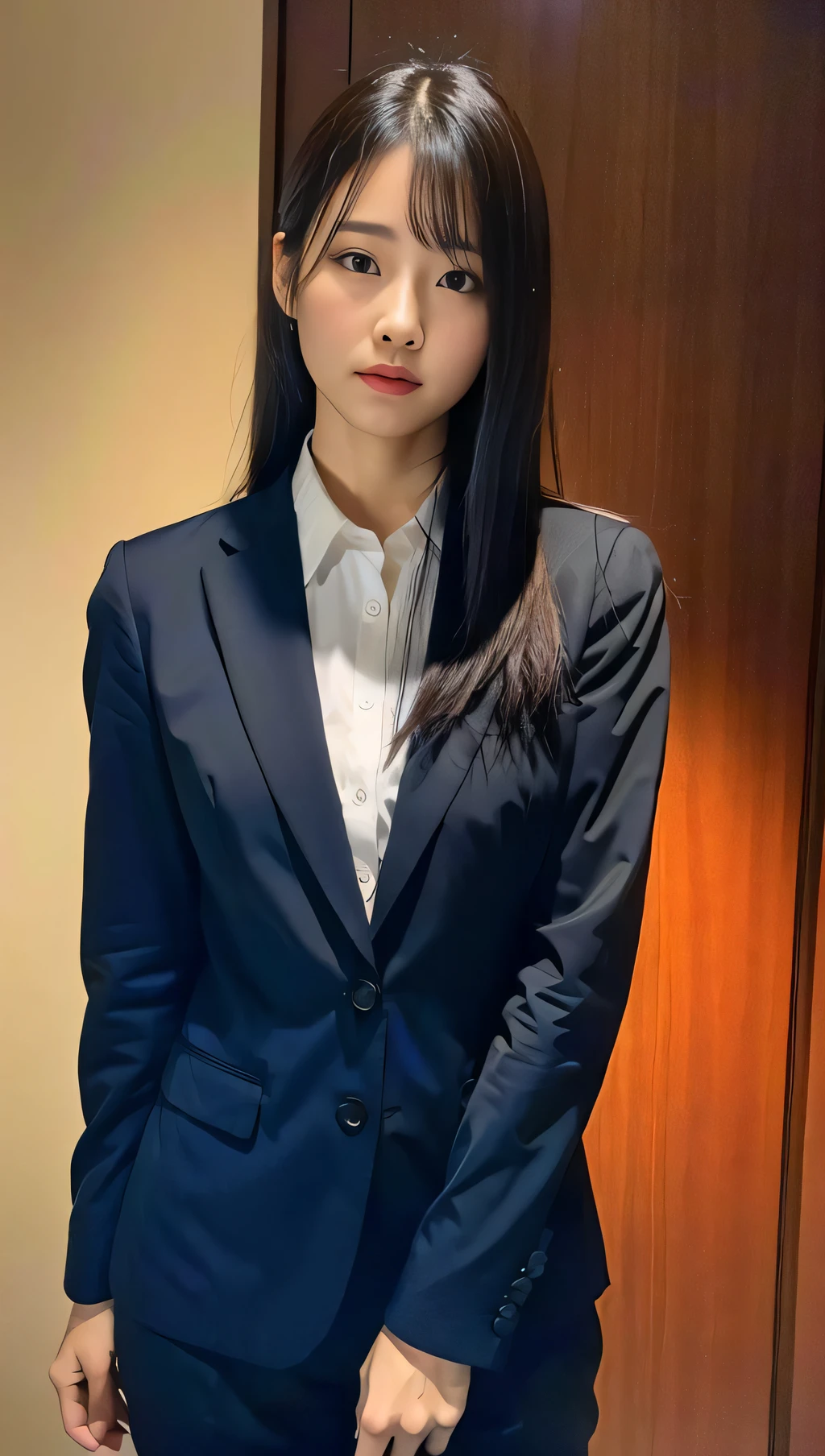 (Best quality, 8k, 32k, Masterpiece, UHD:1.2),Photo of Pretty Japanese woman, simple black suit,