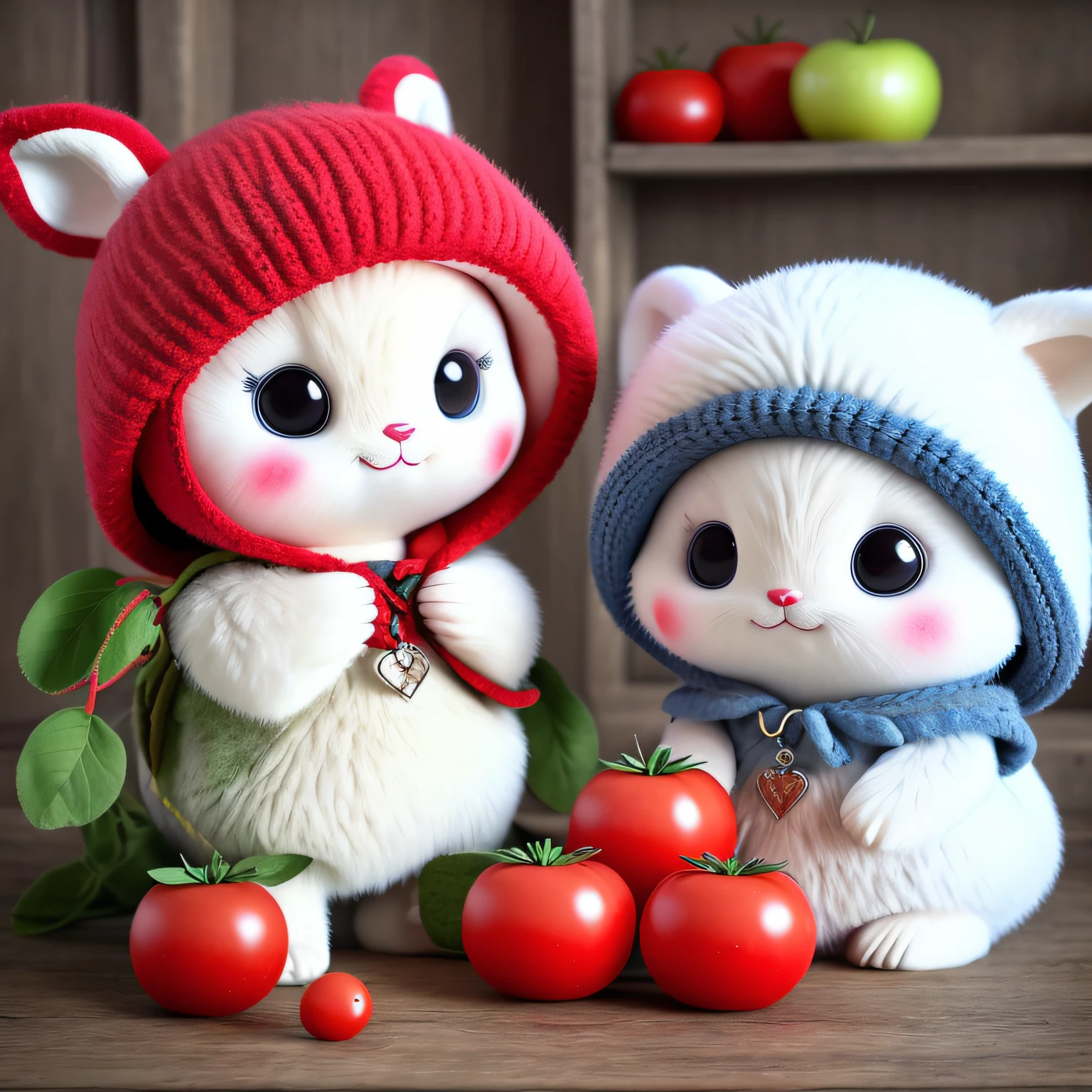 : 3。edgBunny、realisticlying、Furry animals、apples、dark circles、Be red in the face、cherrie、food、the fruits、full bodyesbian、bucket-hat、Non-human、morango、Tomates、water melon、Meadows with flowers、adolable、White fur