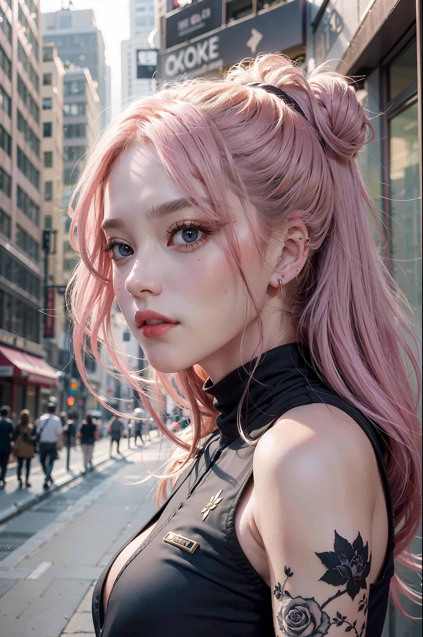 Realistic Potrait of Vinsmoke Reiju, art by Eichiro Oda, in the City of New York, High Resolution --auto --s2