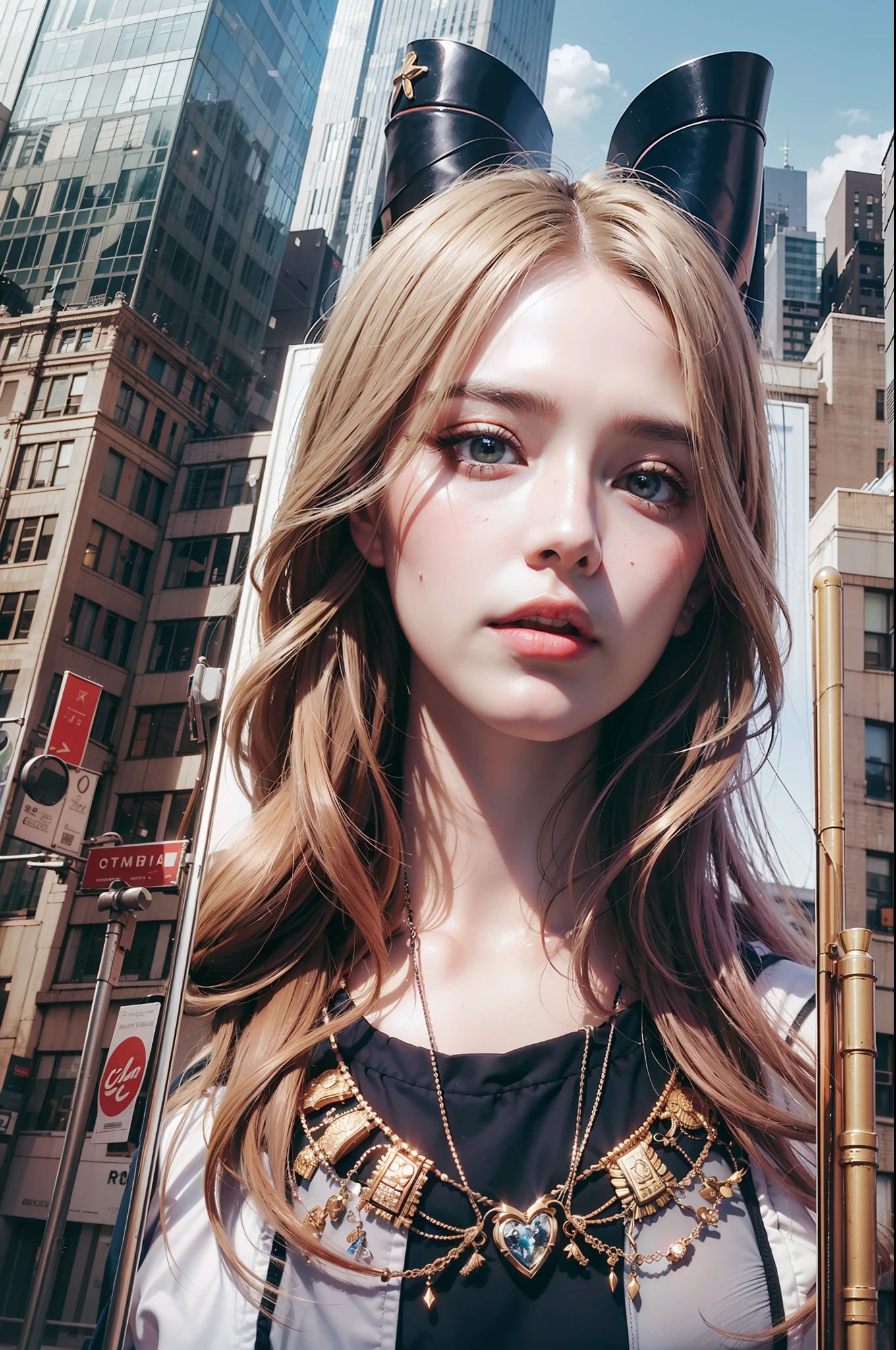 Realistic Potrait of Vinsmoke Reiju, art by Eichiro Oda, in the City of New York, High Resolution --auto --s2