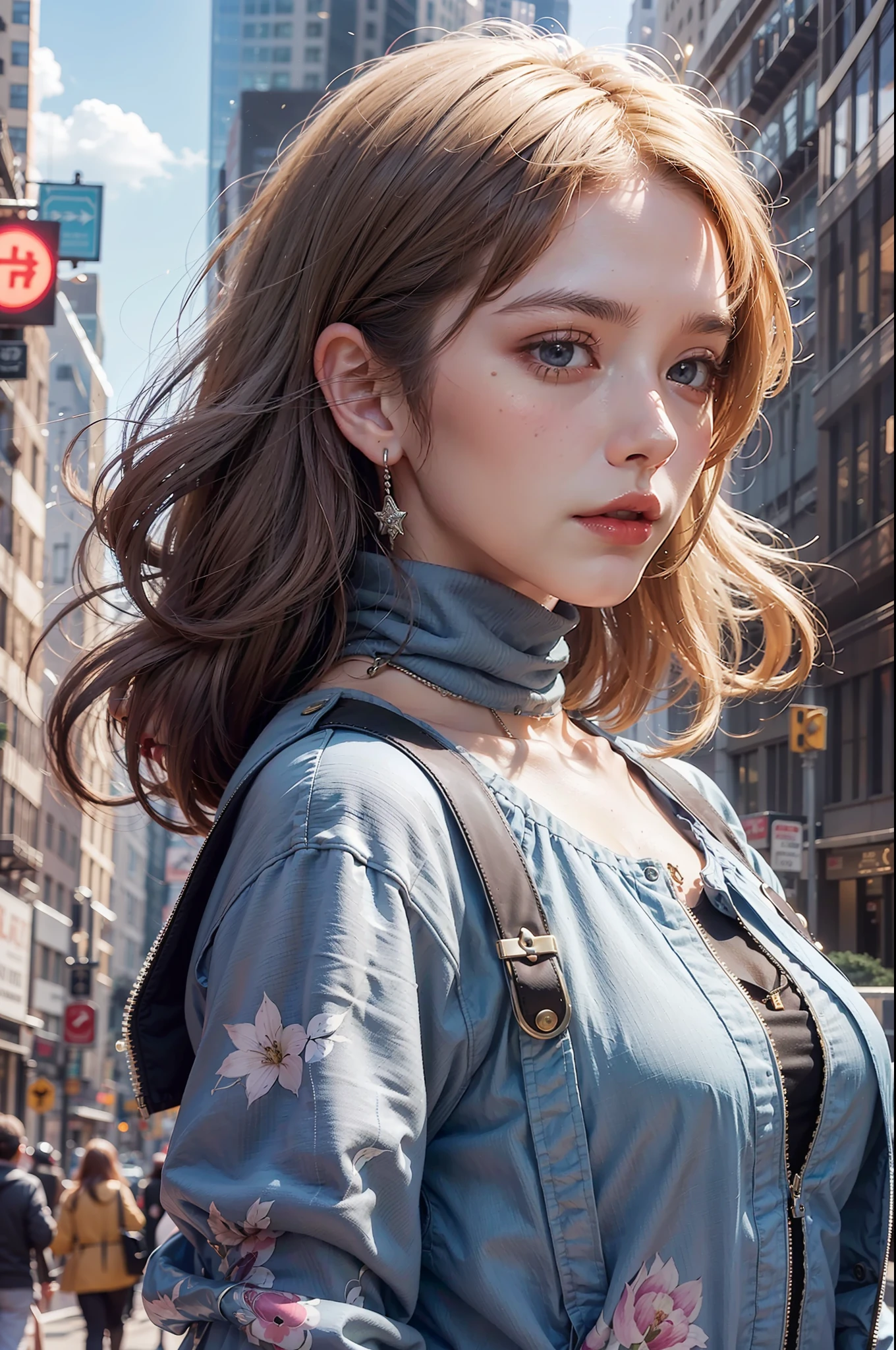 Realistic Potrait of Vinsmoke Reiju, art by Eichiro Oda, in the City of New York, High Resolution --auto --s2