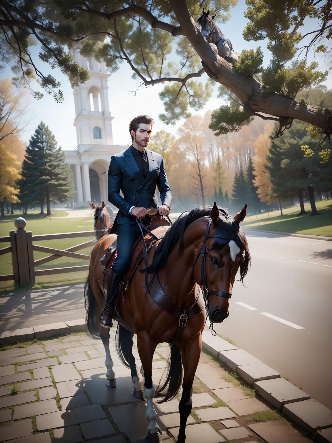 Handsome guy on horseback,Face HD --auto