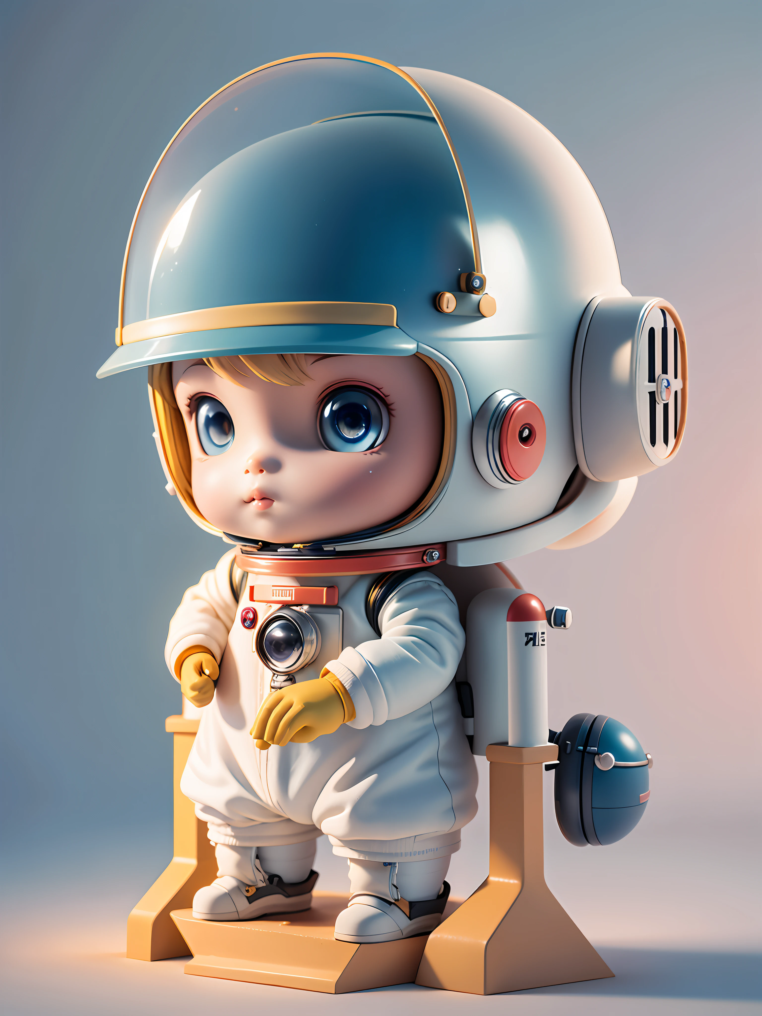 There is a little doll with helmet and helmet, cute 3d rendering, little astronaut looking up, portrait anime space cadet boy, cute 3d anime boy rendering, cute detailed digital art, male explorer mini cute boy, 3d rendering stylized, 3d rendered character art 8k, cute digital painting, anime style 3d, super detailed rendering