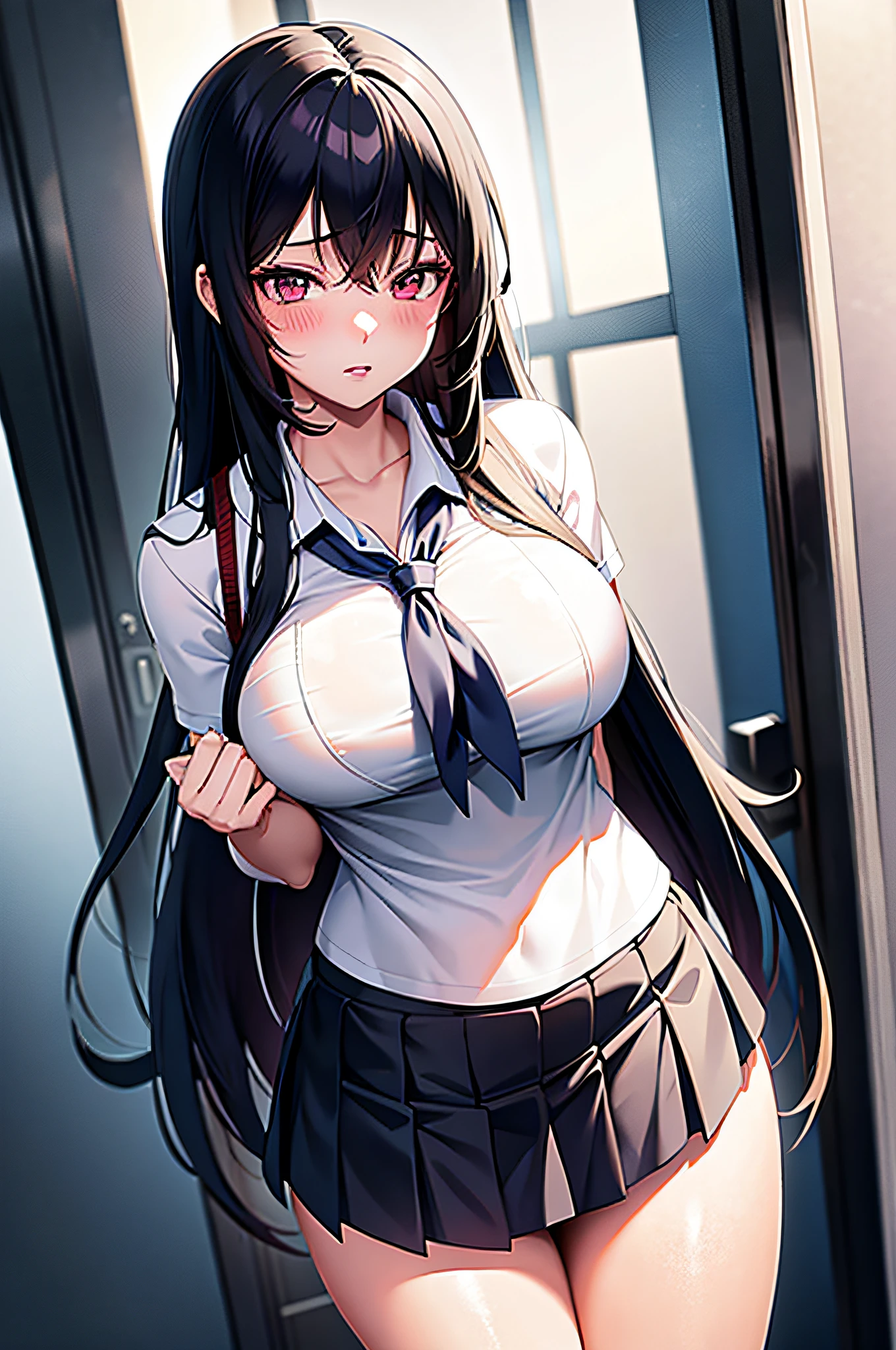 Big high school girl,mediuml breasts,untied long black hair,Long black hair,twisted eyes,long eyelasher,white underwear and skirt,shorter pants,upper legs,style of anime,beautiful anime school girl,hyper realistic schoolgirl,hyper realistic schoolgirl,mesmerizing anime girl,Realistic schoolgirl,big boobs emphasized,Naughty Anime Style,move, Smooth anime CG art,surreal school girl,seductive anime girls,Realistic schoolgirl,Smooth anime CG art,animemanga girl,beautiful anime school girl,Beautiful anime girls,beautiful alluring anime teen girl,ecchi anime style,photorealistic rendering of anime girls,