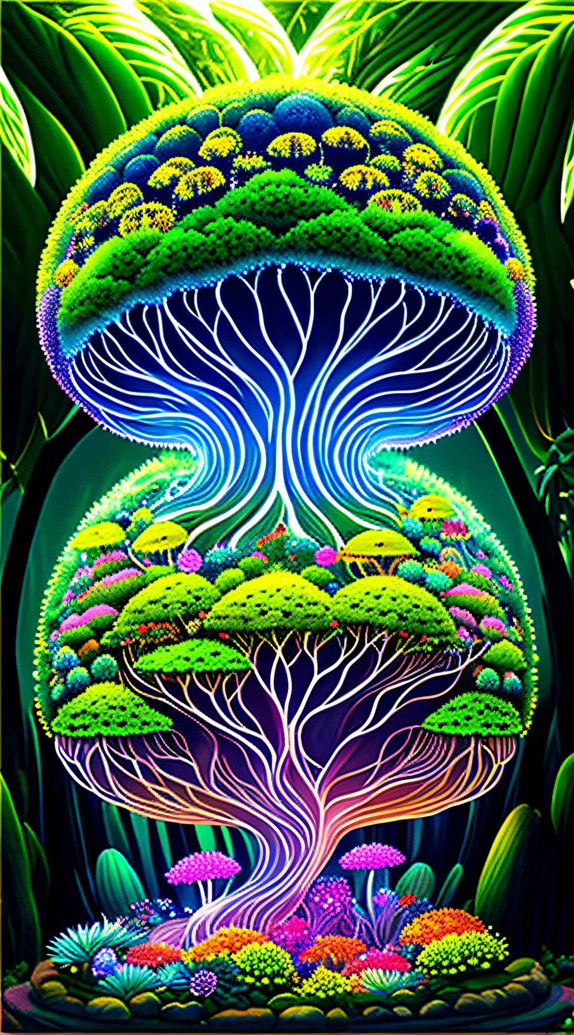 (When arriving on the planet Pandora,Surrounded by many people "Tree of hope" The seeds resemble glowing jellyfish;Towering trees,Can be used as a house to live in、lush rainforest,Extremely colorful,with dynamism、Flowers and plants that glow at night、mushroom...... When this "Garden of Fantasy"