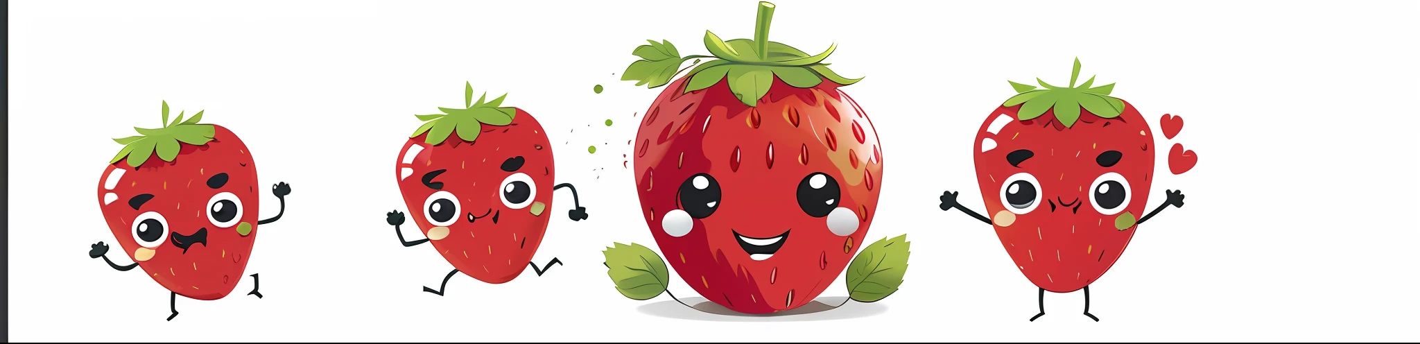 Cartoon strawberries with eyes and arms running and smiling, fight with strawberries, Strawberry, morango, strawberry ninja, strawberry embellishment, cute artwork, adorable digital art, Cute cartoon character, Cute detailed digital art, Uugao fructose, adorable expression, cartoonish vector style, cas, strawberry fields forever, holding a giant strawberry, Cartoon style illustration