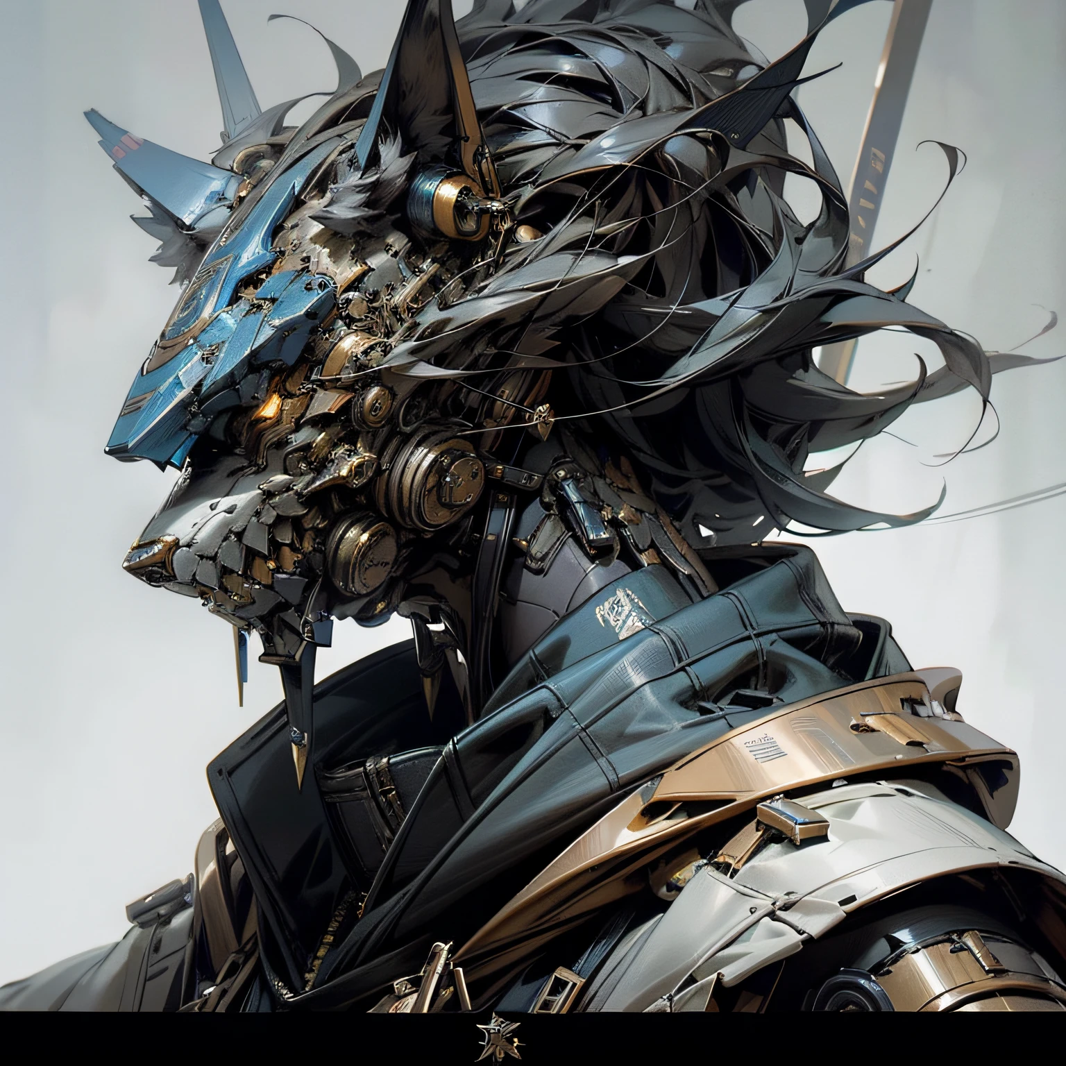 tmasterpiece,Best quality at best,Wolf-shaped mech,blue and white colors,Cool,Very beautiful,There are sharp claws,Cyberpunk style,fidelity:(1.4),Sci-fi steampunk,3 D rendering character art 8 K,Steampunk fantasy style,((best qualtiy)), ((tmasterpiece)), (A detailed), Close-up characters, (Fantasyart:1.3), Very cool mechanical wolf, highly detailed (render of april:1.1), a beautiful artwork illustration, (portrait composition:1.3), (8K分辨率:1.2) --auto