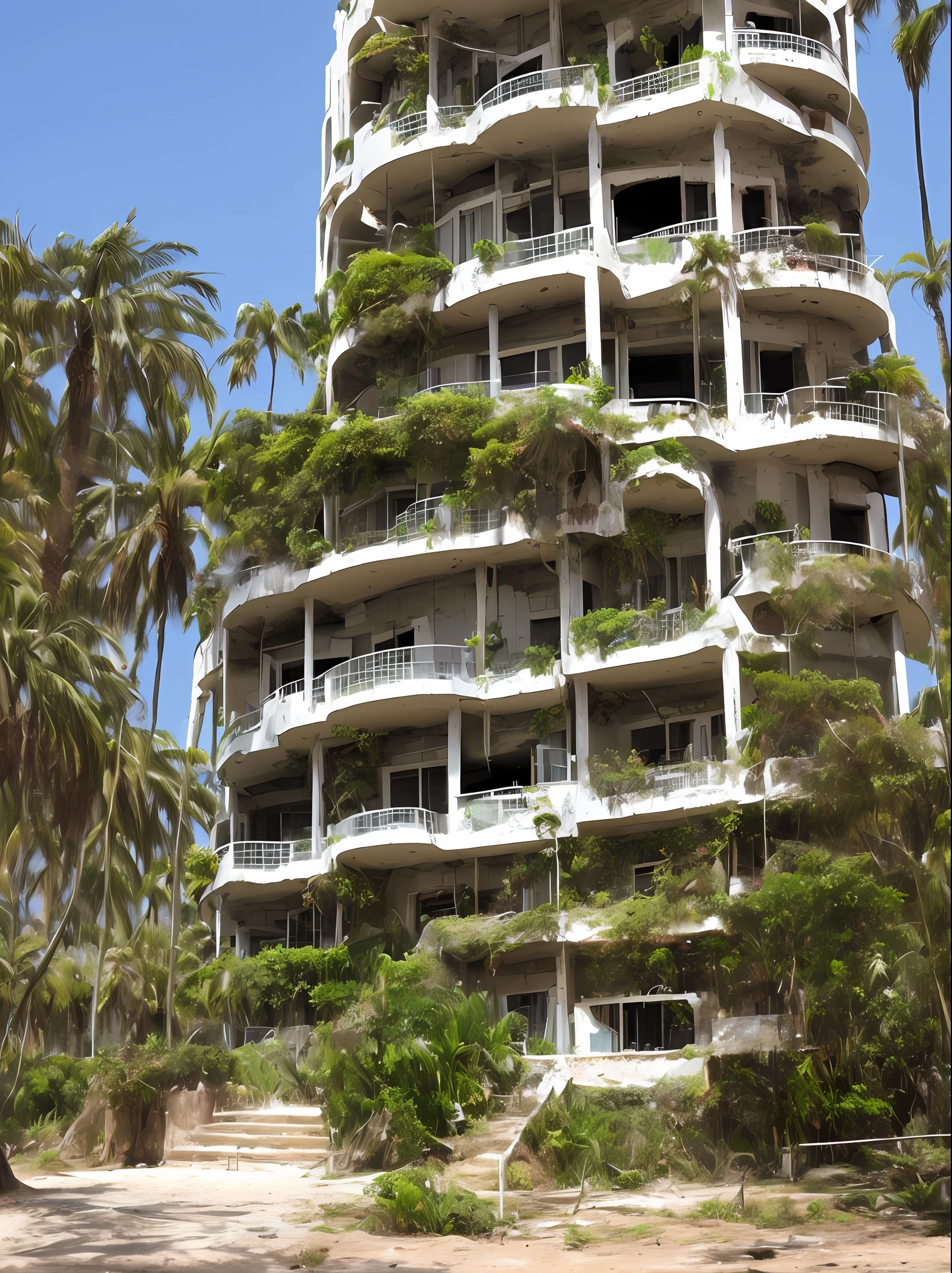 U.a torre grende com musco e plantas abandonado