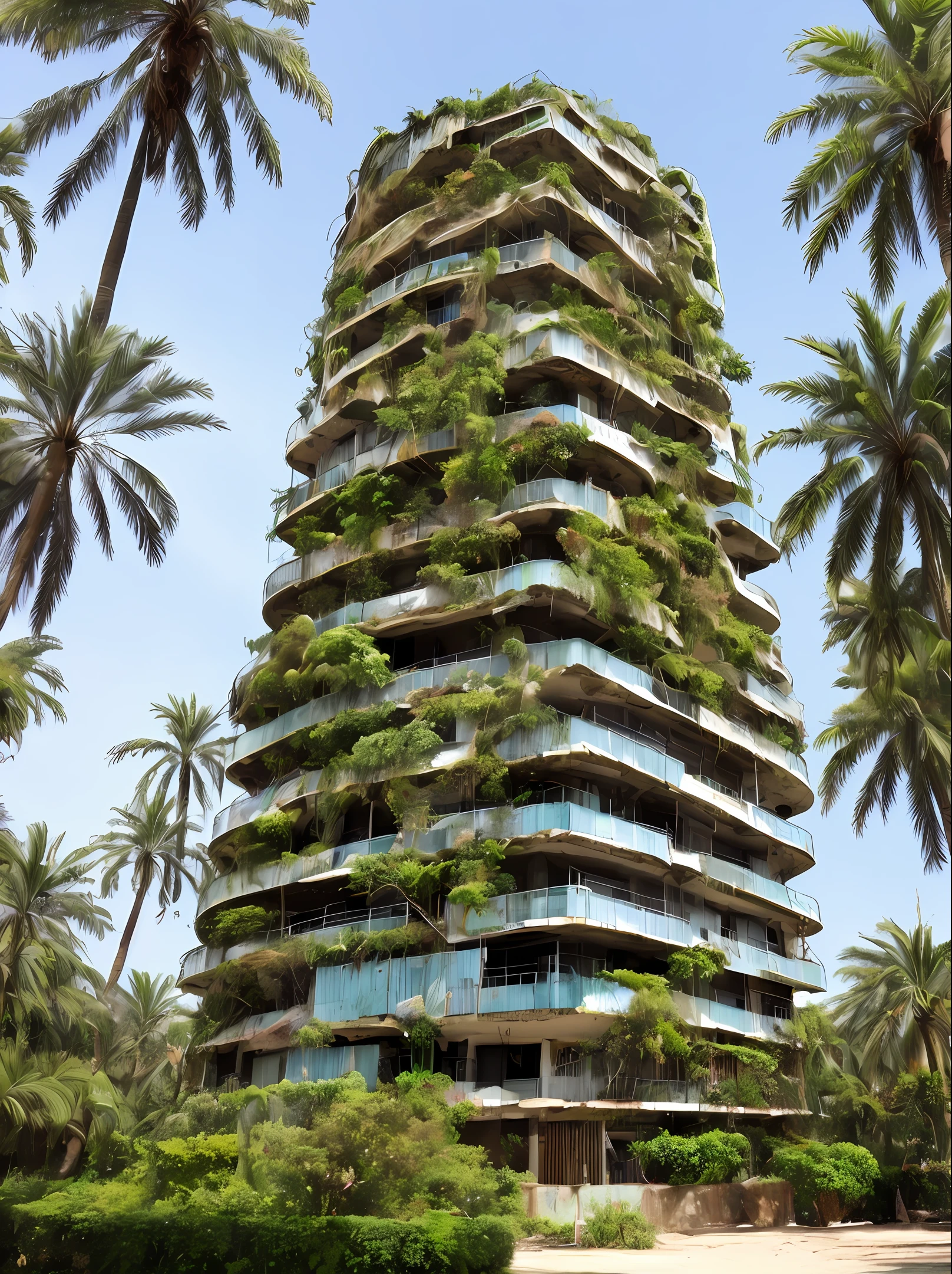 U.a torre grende com musco e plantas abandonado