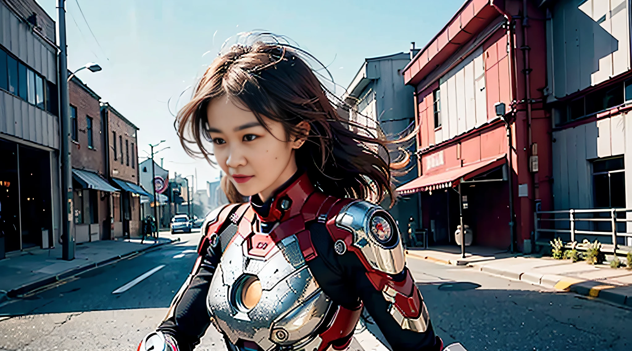 (1girl:1.3), solo,__body-parts__, official art, unity 8k wallpaper, ultra detailed, beautiful and aesthetic, beautiful, masterpiece, best quality, RAW, masterpiece, super fine photo,, best quality, super high Resolution, photorealistic, sunlight, full body portrait, stunningly beautiful,, dynamic pose, delicate face, vibrant eyes, (side view), she is wearing a futuristic Iron Man mech, red and gold, Highly detailed abandoned warehouse background, detailed face, detailed complex busy background, messy, gorgeous, milky, high detailed skin, realistic skin details, visible pores, sharp focus, volumetric fog, 8k uhd, dslr camera, High quality, film grain, fair skin, photorealism, lomography, sprawling metropolis in a futuristic dystopia, view from below, translucent