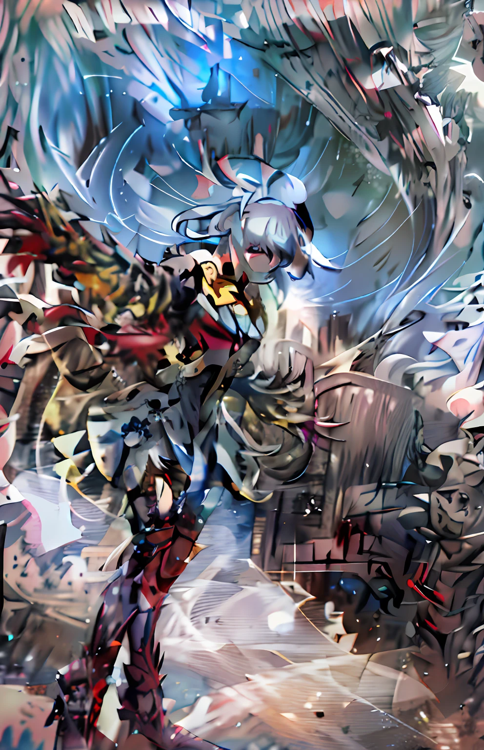 A young singer wearing a short white skirt and sneakers stands in the center of the stage, Kantai collection style, [ 4 K digital art ]!!, A scene from the《azur lane》videogame, Fine details, azur lane style, Big curve loli, Digital anime art, Smooth anime CG art, Best anime 4k konachan wallpaper，Extreme detail，Keep the character's main body action unchanged，Draw hands and faces in detail