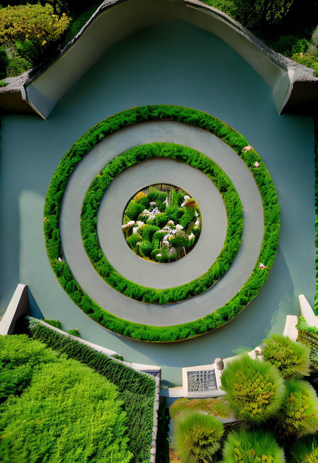 Landscaping,Top view of greenery,Garden modeling