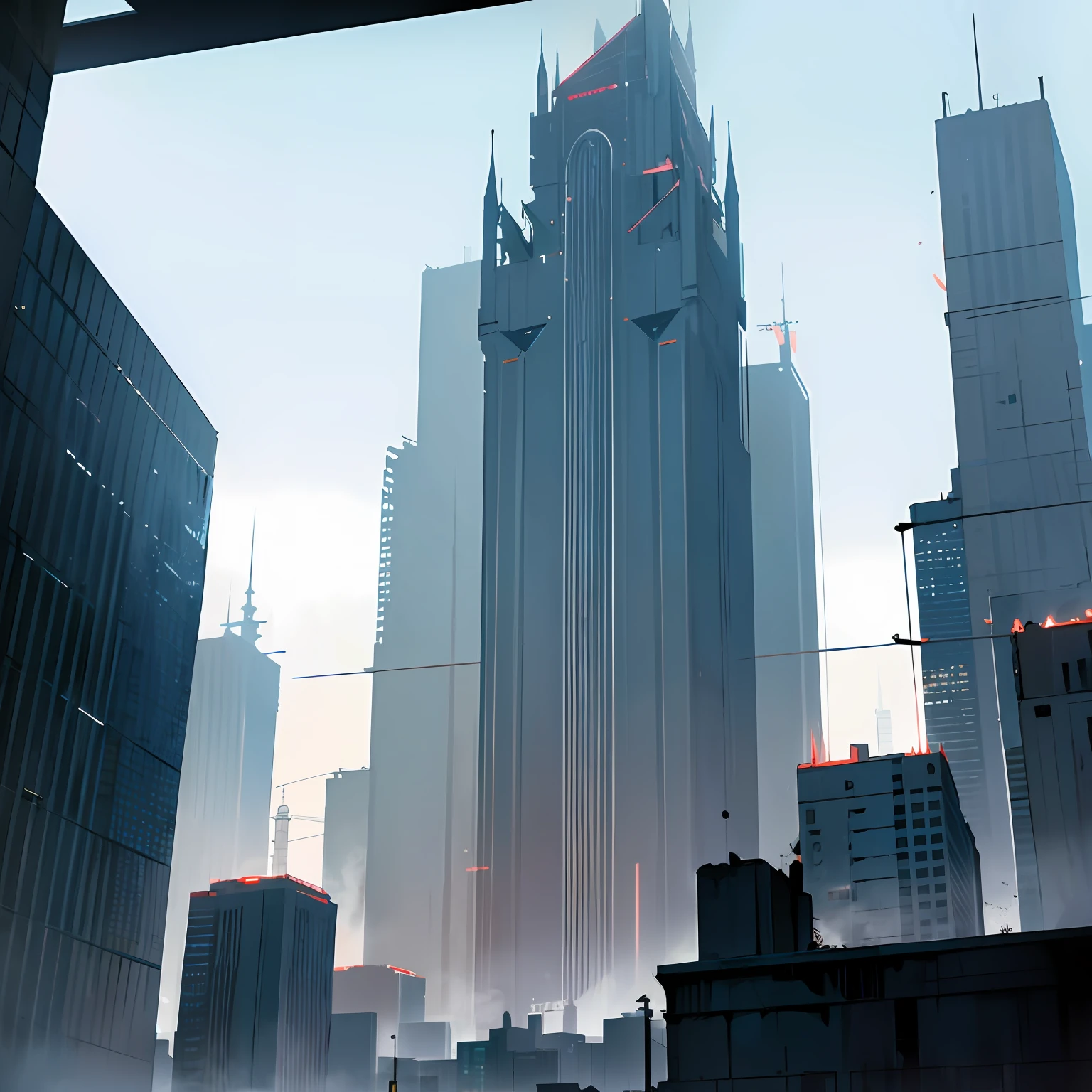 dystopian,big city,photorealestic,Towering buildings,Look up --auto