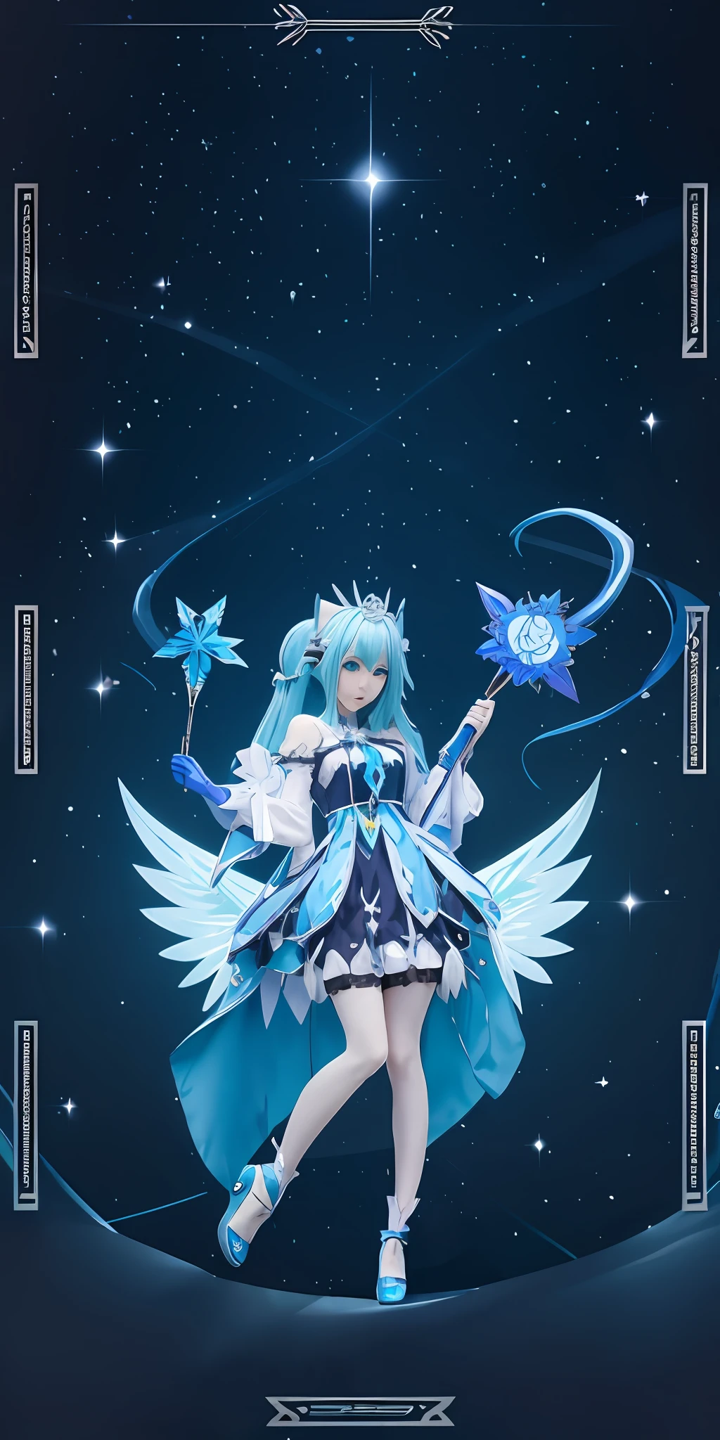 There is a woman in a blue dress and a crown, Anime girl cosplay, Anime goddess, Hatsune Miku cosplay, rimuru tempest, Rem Rezero, cirno from touhou, Anime cosplay, style of magical girl, cirno, azur lane style, cirno touhou, full face shot of rimuru tempest