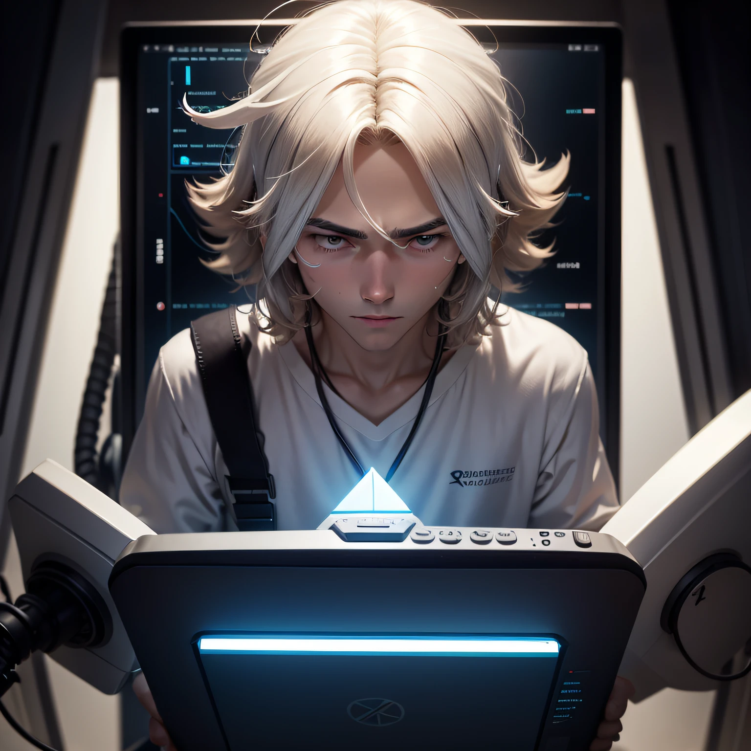 A programmer working in the quadratic wind white male