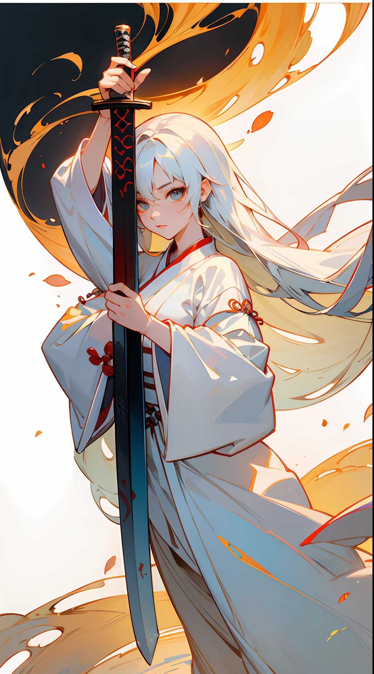 a close up of a woman with a sword in a white dress, a character portrait by Yang J, trending on cgsociety, fantasy art, beautiful character painting, artwork in the style of guweiz, guweiz, white hanfu, flowing white robes, full body wuxia, epic exquisite character art, stunning character art, beautiful female assassin
