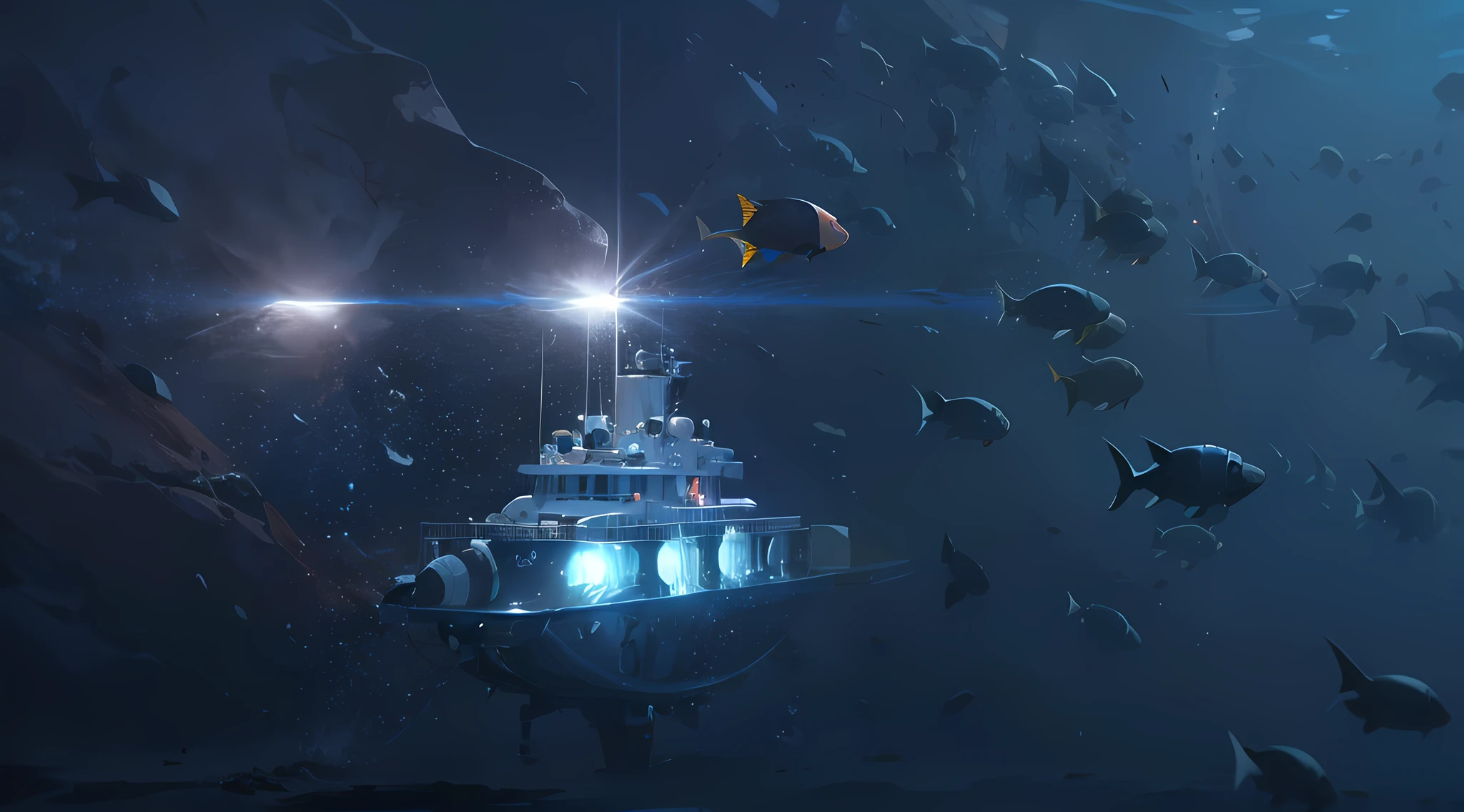 A deep sea 6500 research submersible advances while emitting light in the darkness of the deep sea.
A deep-sea 6500 research submersible is surrounded by deep-sea creatures.
A Deep Sea 6500 research submersible arrives at the deep seabed.
A deep sea 6500 research submersible is collecting rocks from the deep seabed.
Deep Sea 6500 research submersibles are collecting organisms from the deep seabed.
