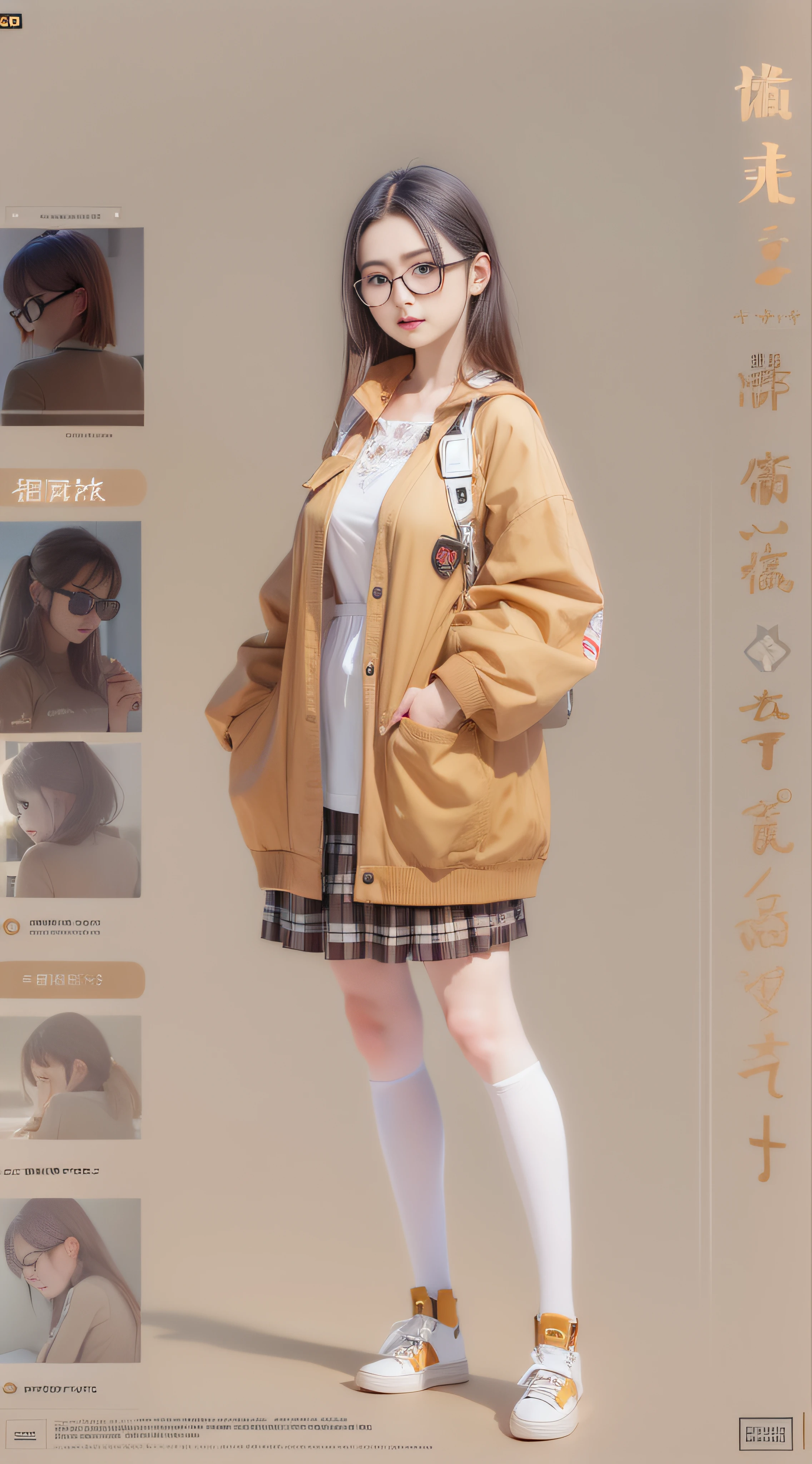 Real Human,sweet,slim,solo person,Full body photo of the front,校服,s girl,rimless eyewears,Need,tmasterpiece