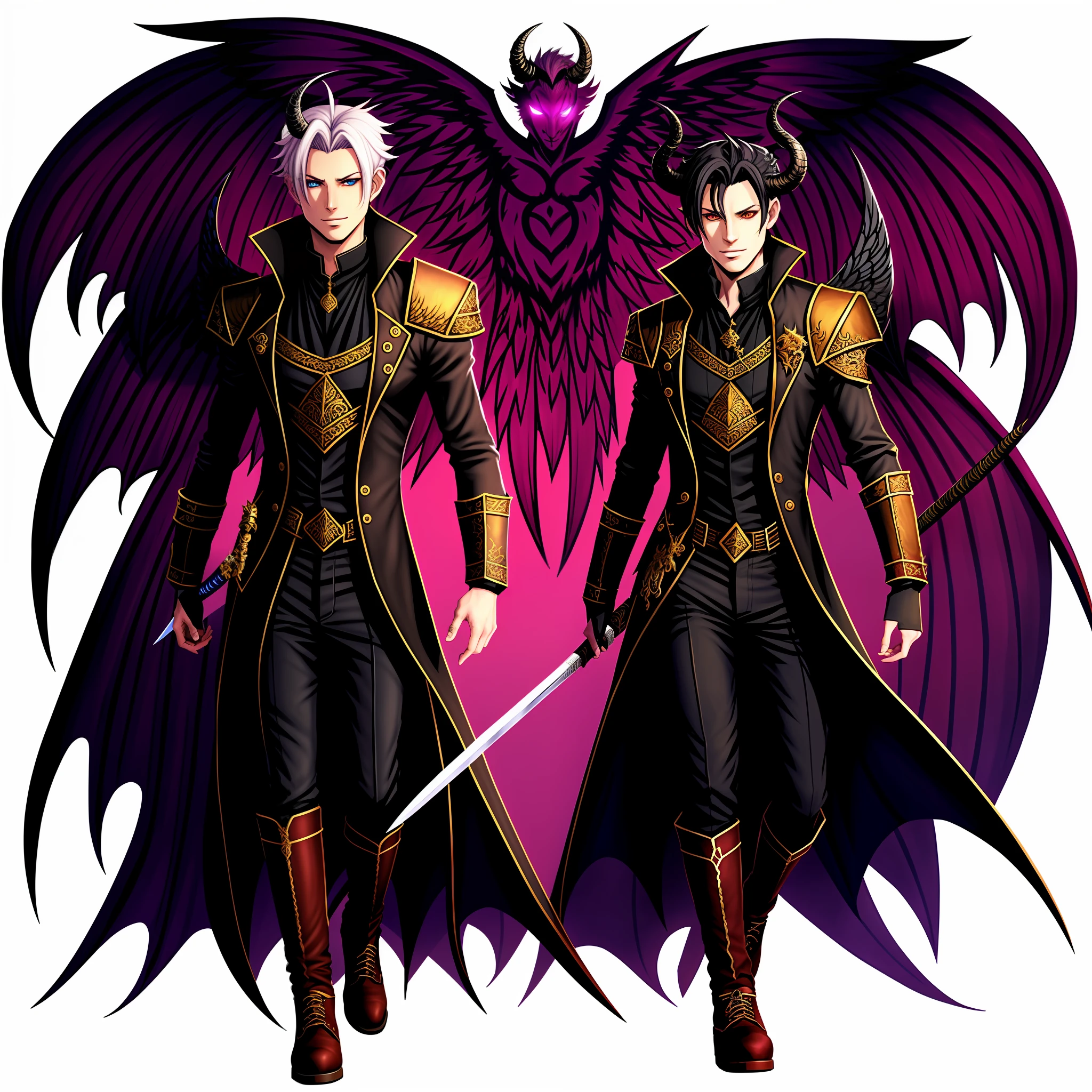 male tiefling with demonic wings
