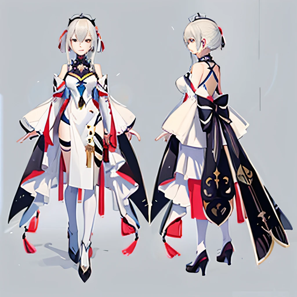 a couple of anime characters are standing next to each other, cute anime waifu in a nice dress, 《azur lane》role, Keqing from Genshin Impact, azur lane style, Ayaka Genshin impact, From Arknights, from girls frontline, Onmyoji detailed art, beautiful full-body concept art, anime concept art, girls frontline style, white-haired god