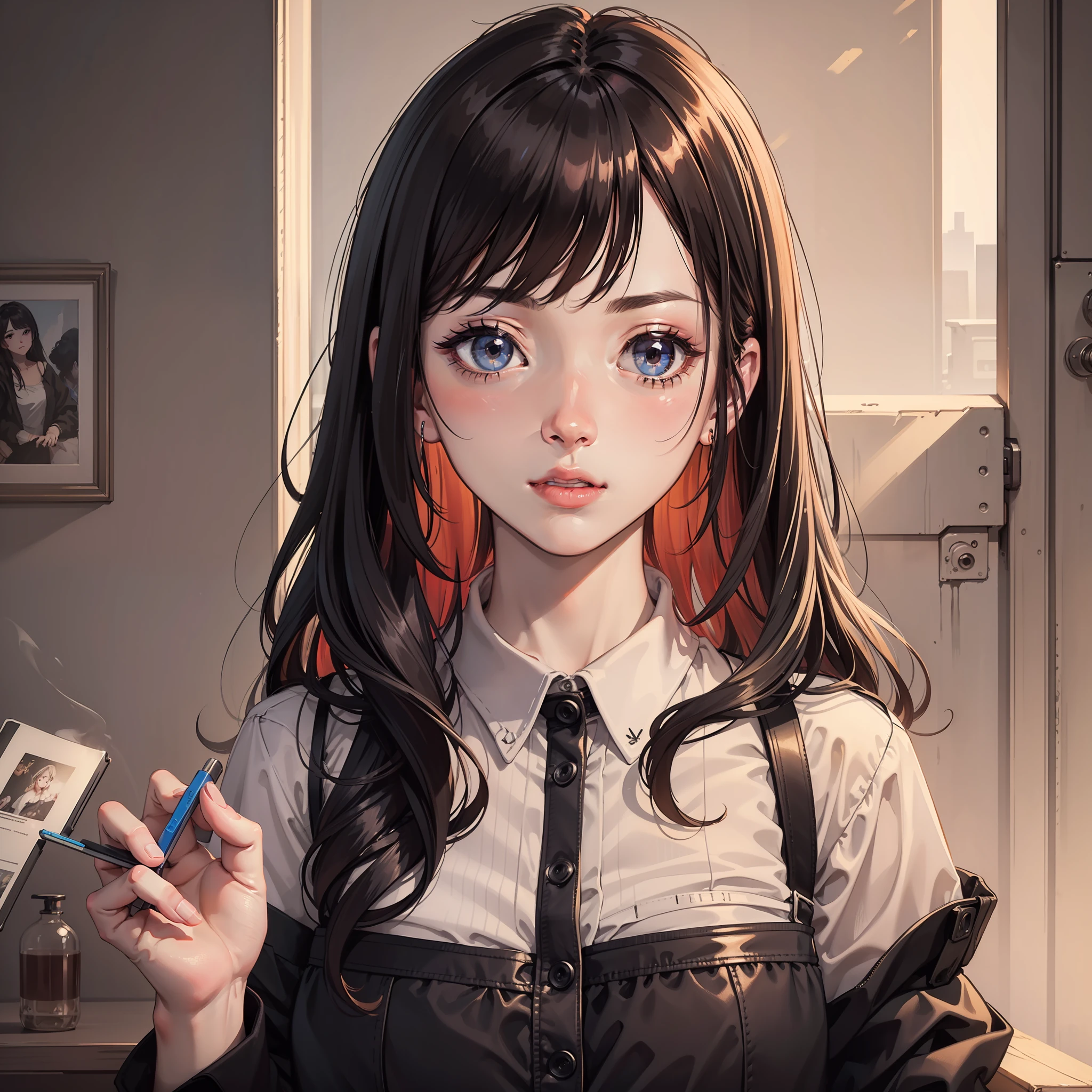 1girl, portrait,  masterpiece,ultra realistic,32k,extremely detailed CG unity 8k wallpaper, best quality, vibrant colors,soft lighting , Half-up, half-down