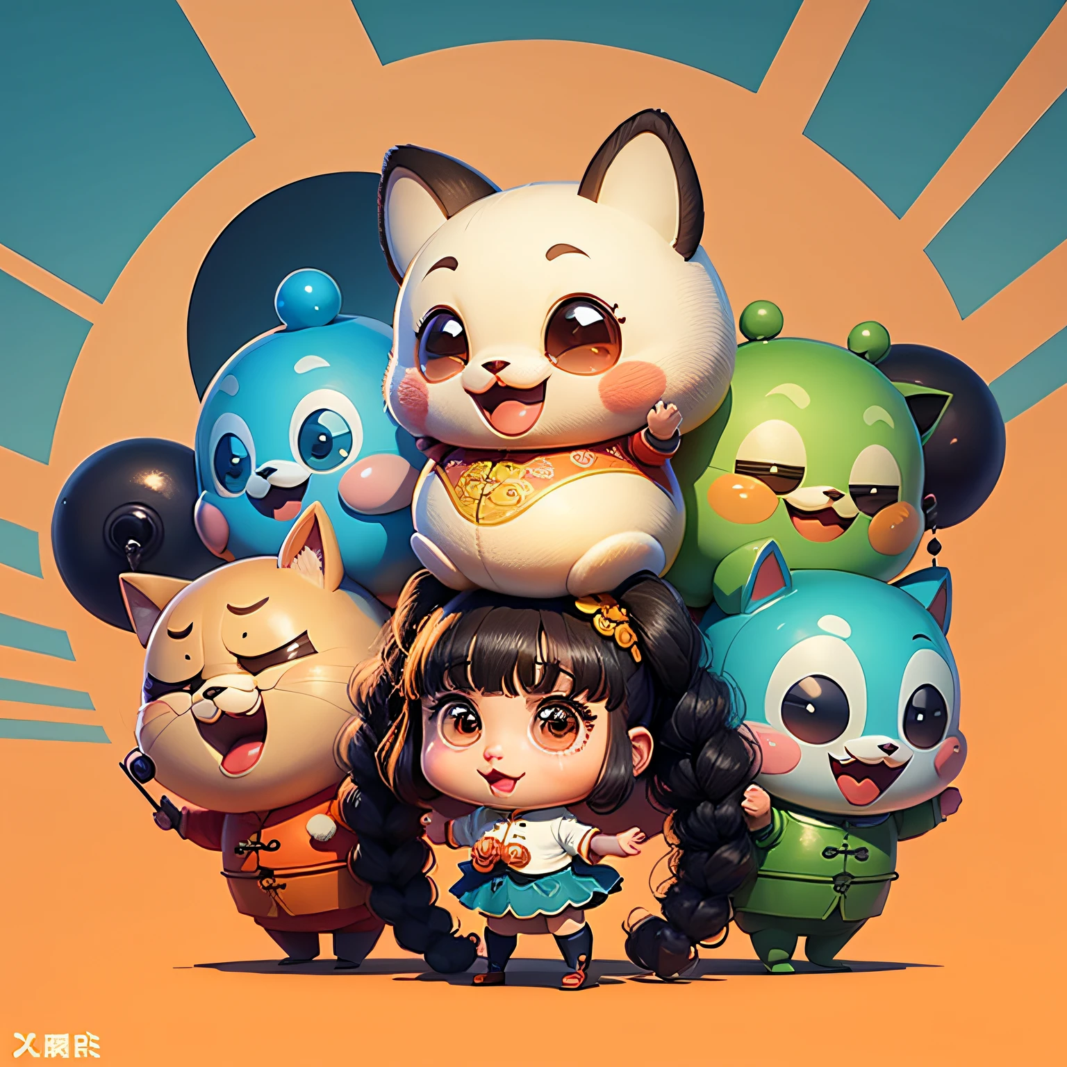 Q version of cartoon,Funny and cute,Chinese elements,Big round face,Funny and humorous style。 --auto
